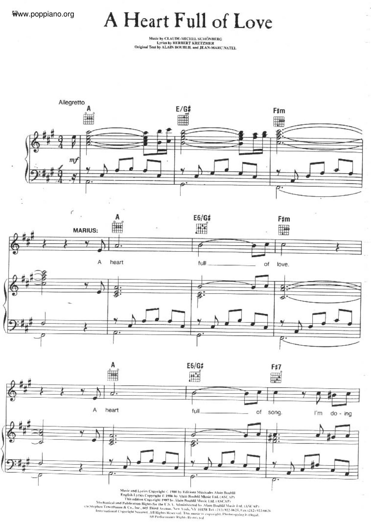A Heart Full Of Love Score