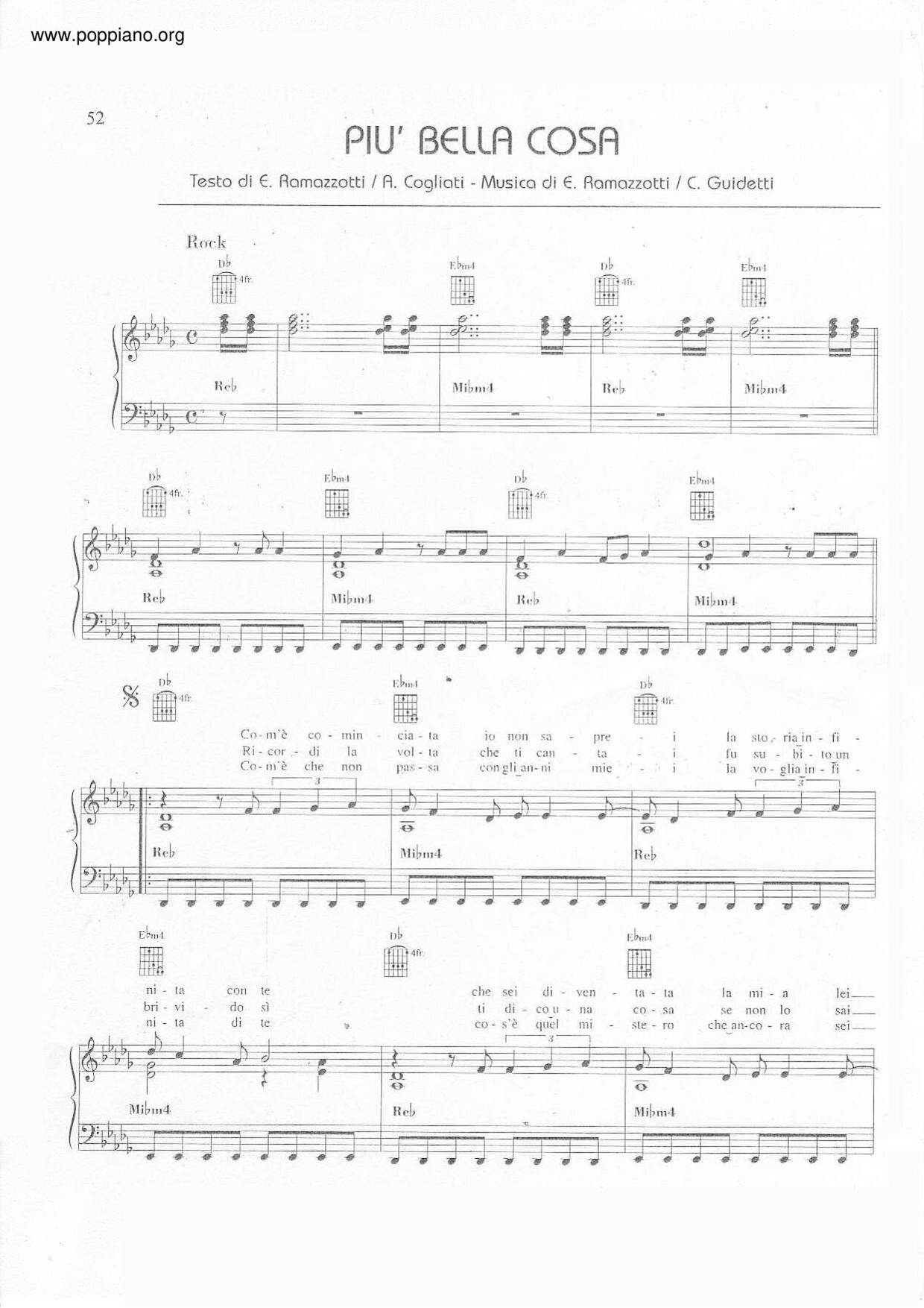 La Cosa Mas Bella (Piu' Bella Cosa) Score