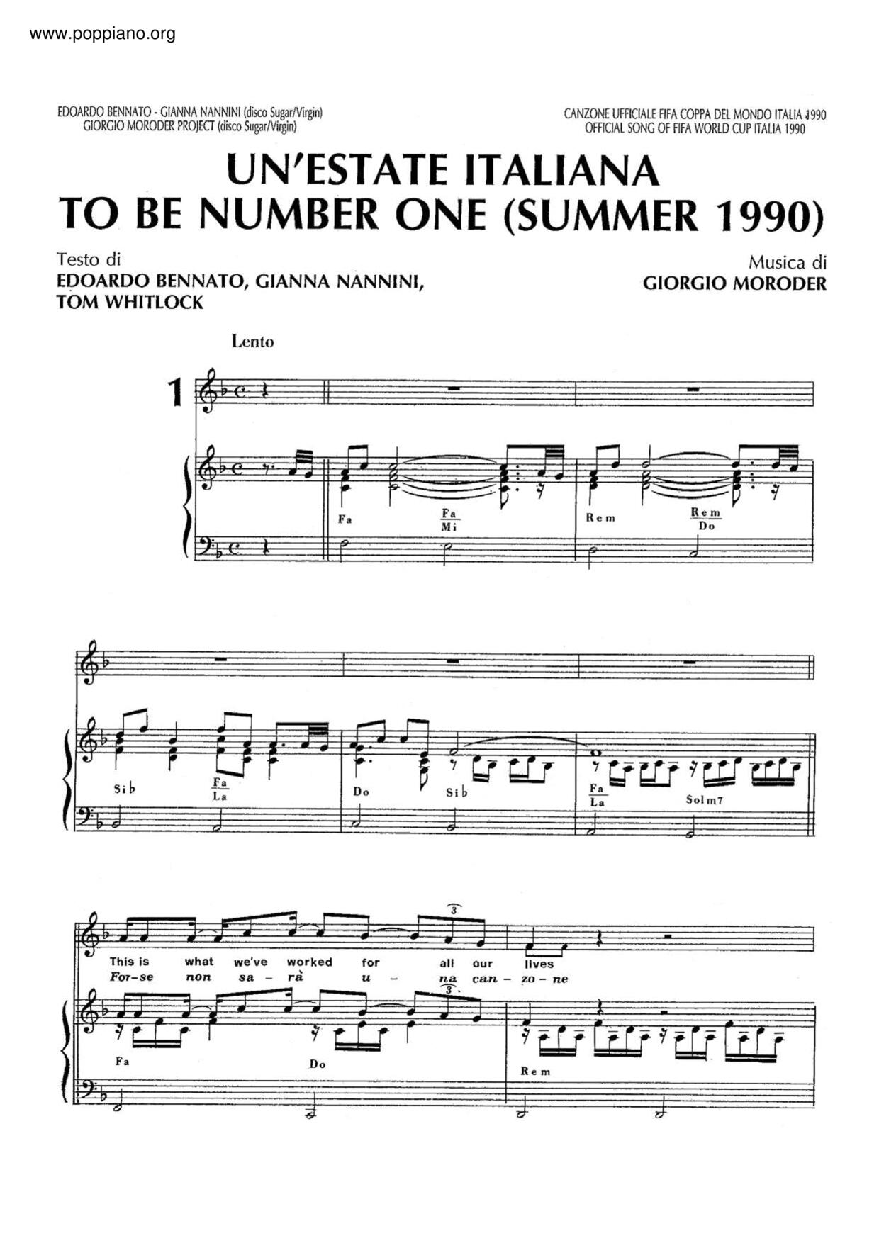 To Be Number One Score