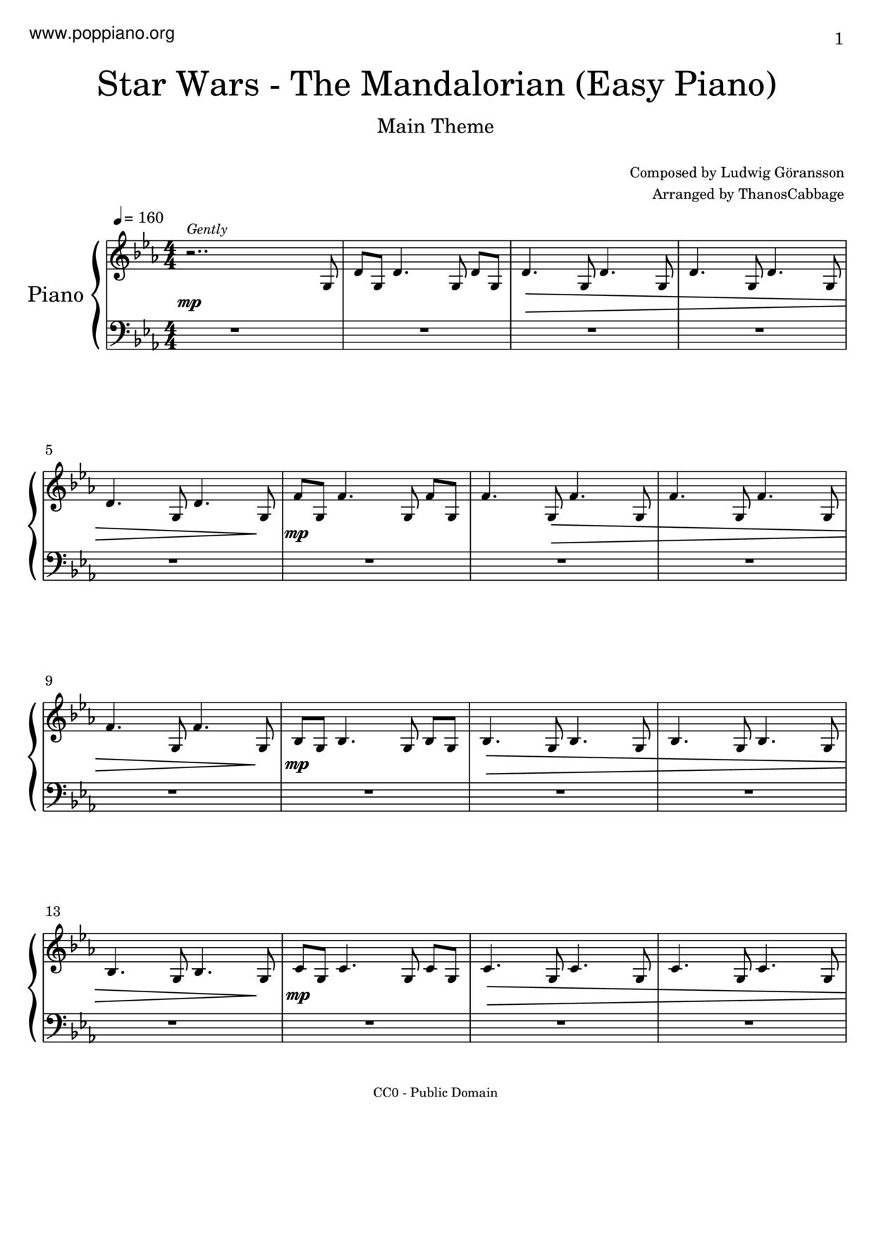 Movie Soundtrack Star Wars The Mandalorian Theme Sheet Music Pdf 