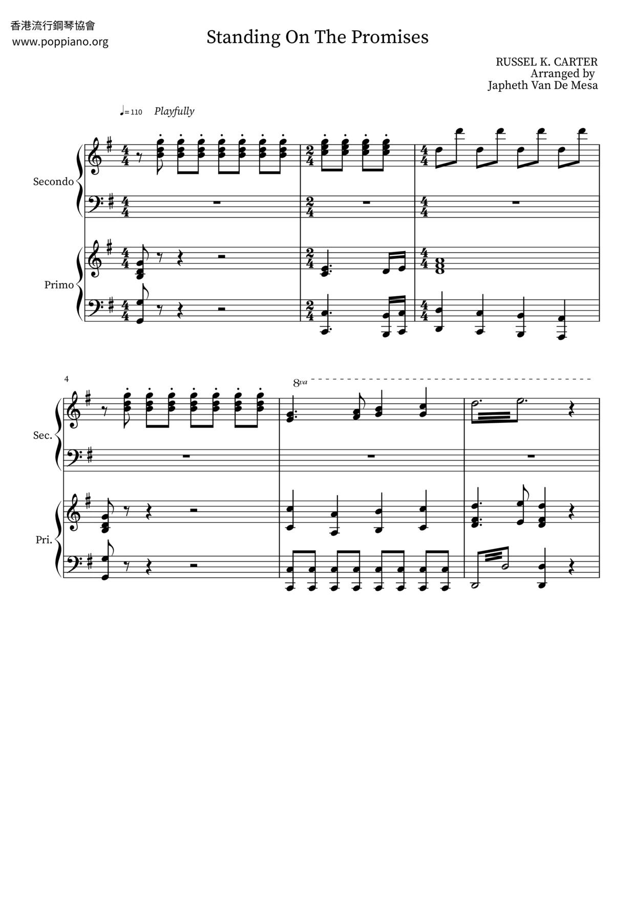 Standing On The Promises Score