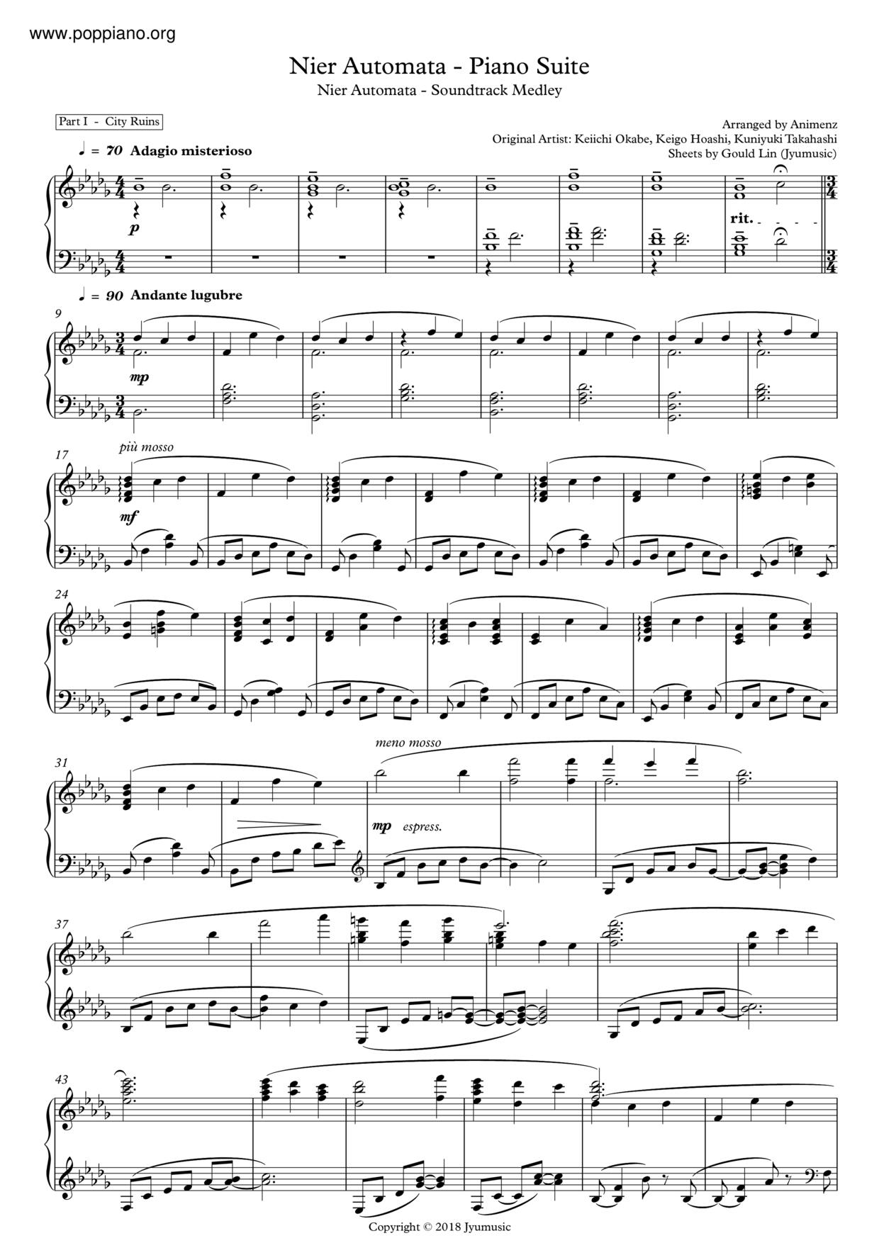 Nier Automata - Piano Suite Score