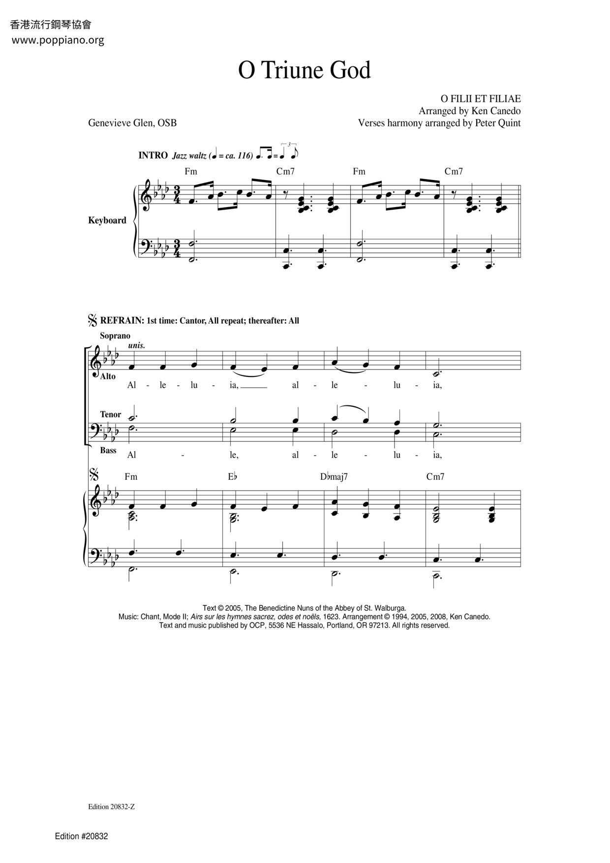O Triune God Score