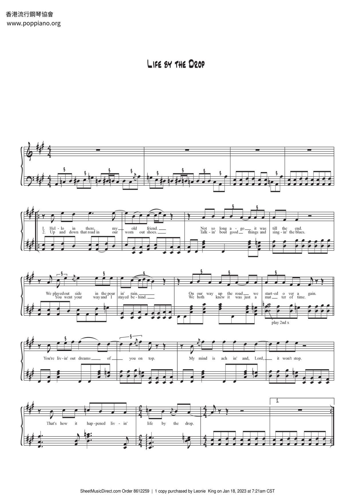 Life By The Drop Score