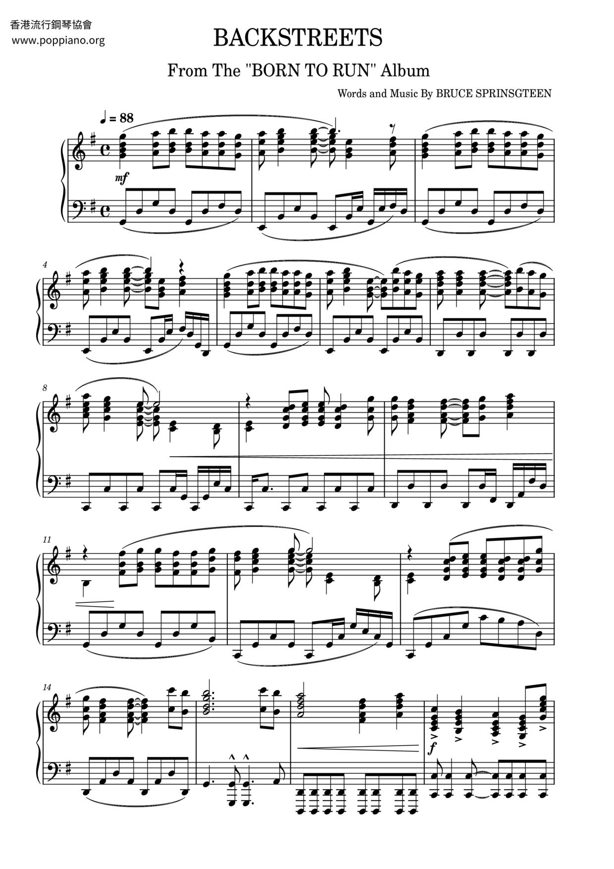 Backstreetsピアノ譜