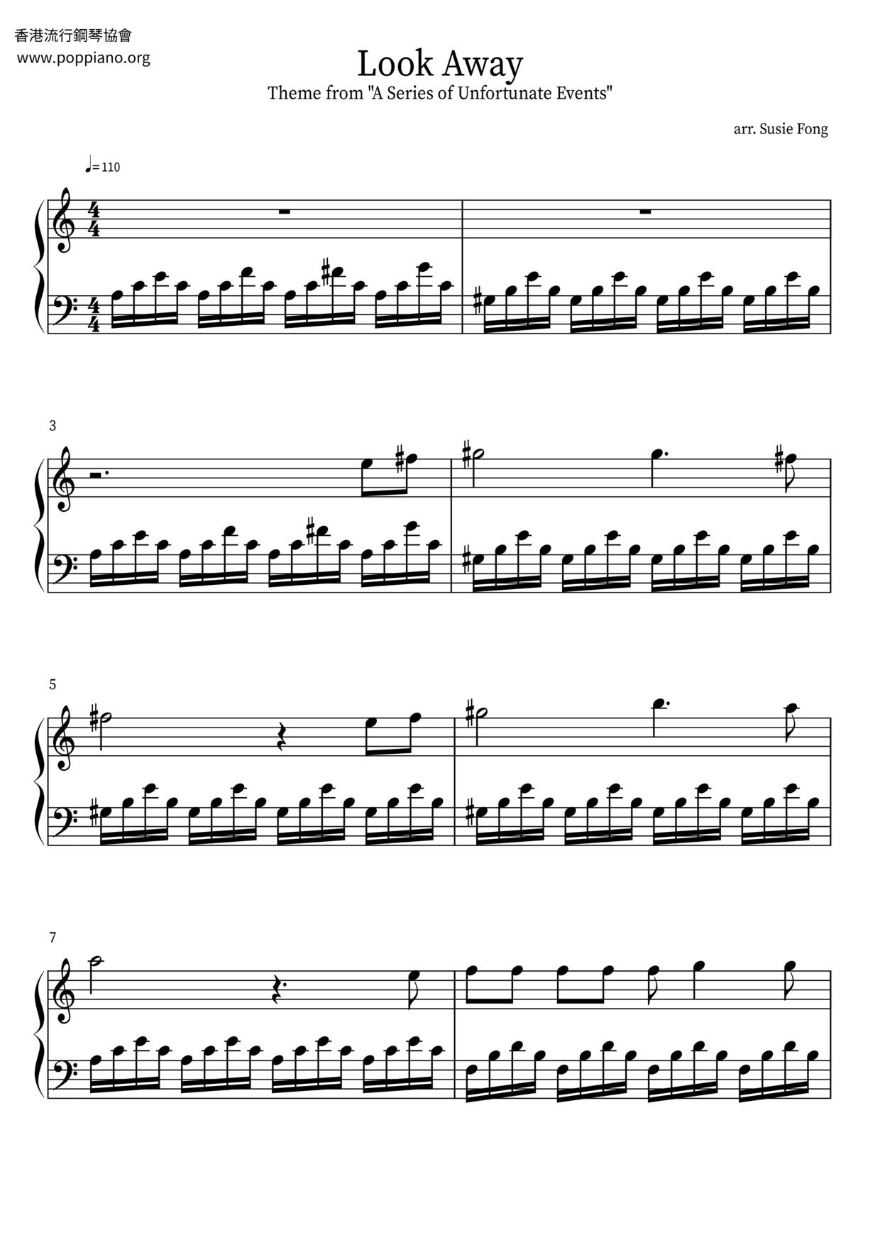 A Series Of Unfortunate EventsLook Away Sheet Music pdf, Free Score