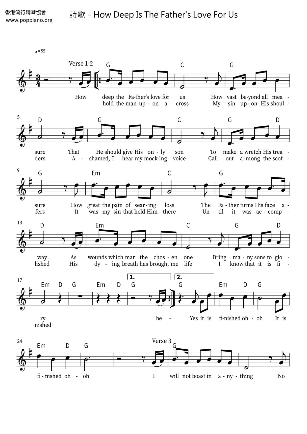 Spiritual-How Deep Is The Father's Love For Us Sheet Music pdf, - Free ...