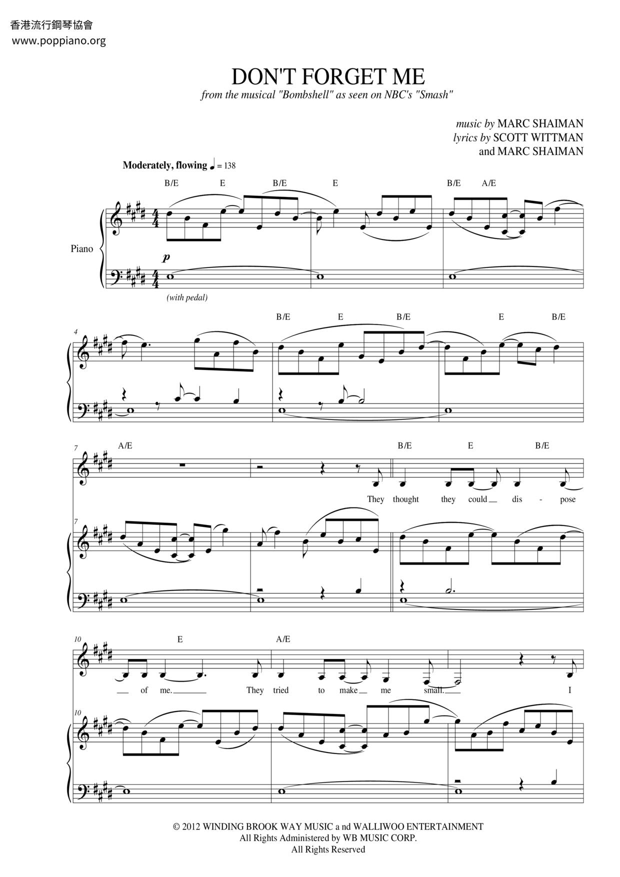 Don't Forget Me Score