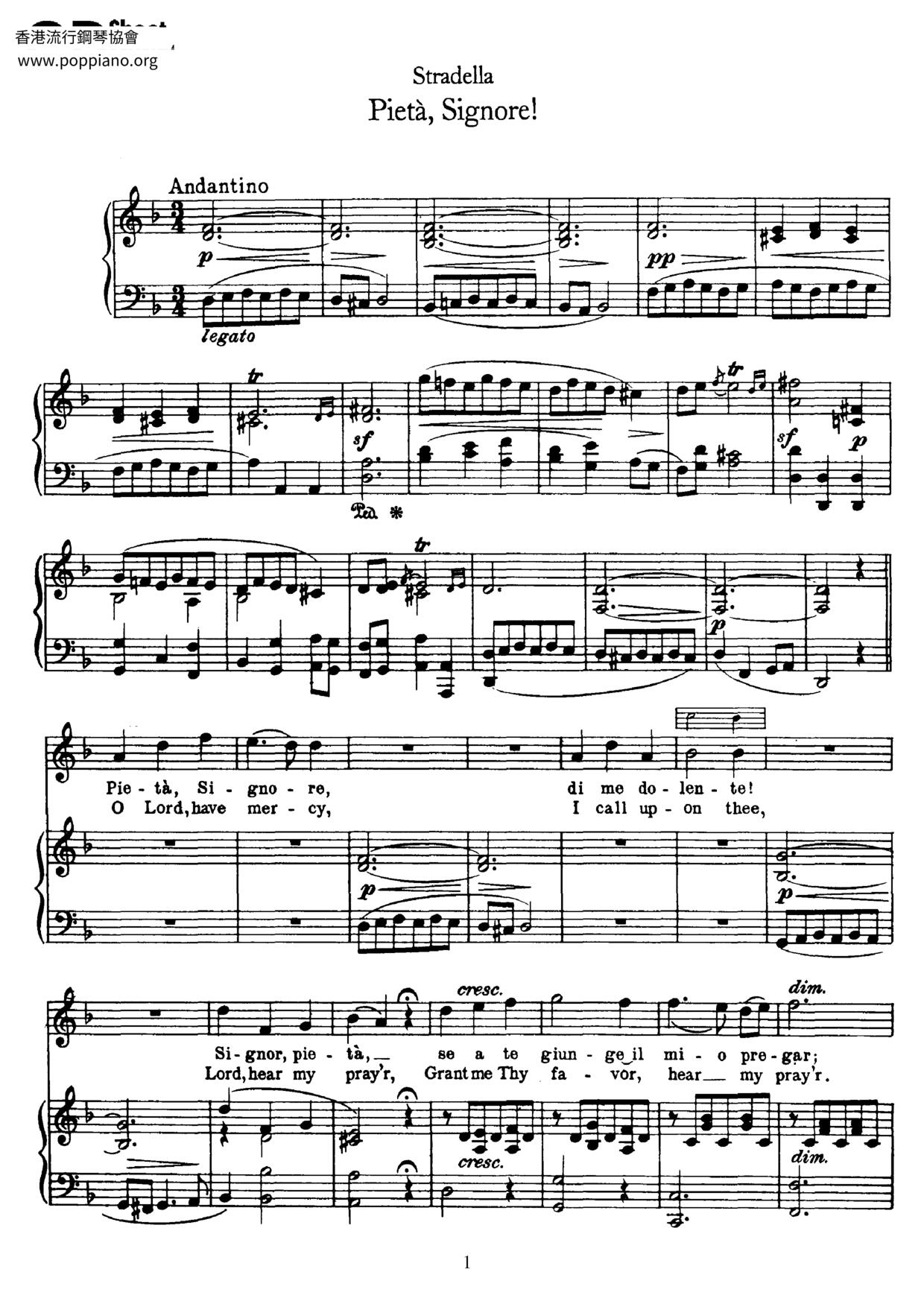 Pietà, Signore Score