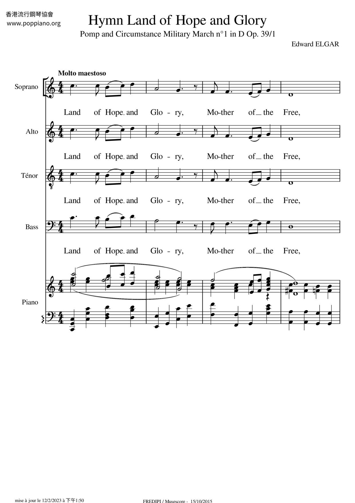 Land Of Hope And Glory Score