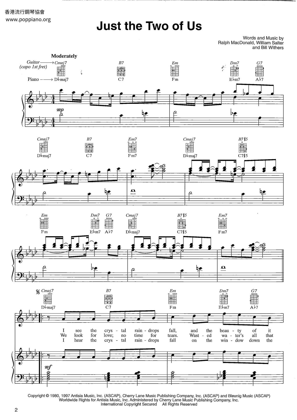 ☆ Bill Withers-Just The Two Of Us Sheet Music pdf, - Free