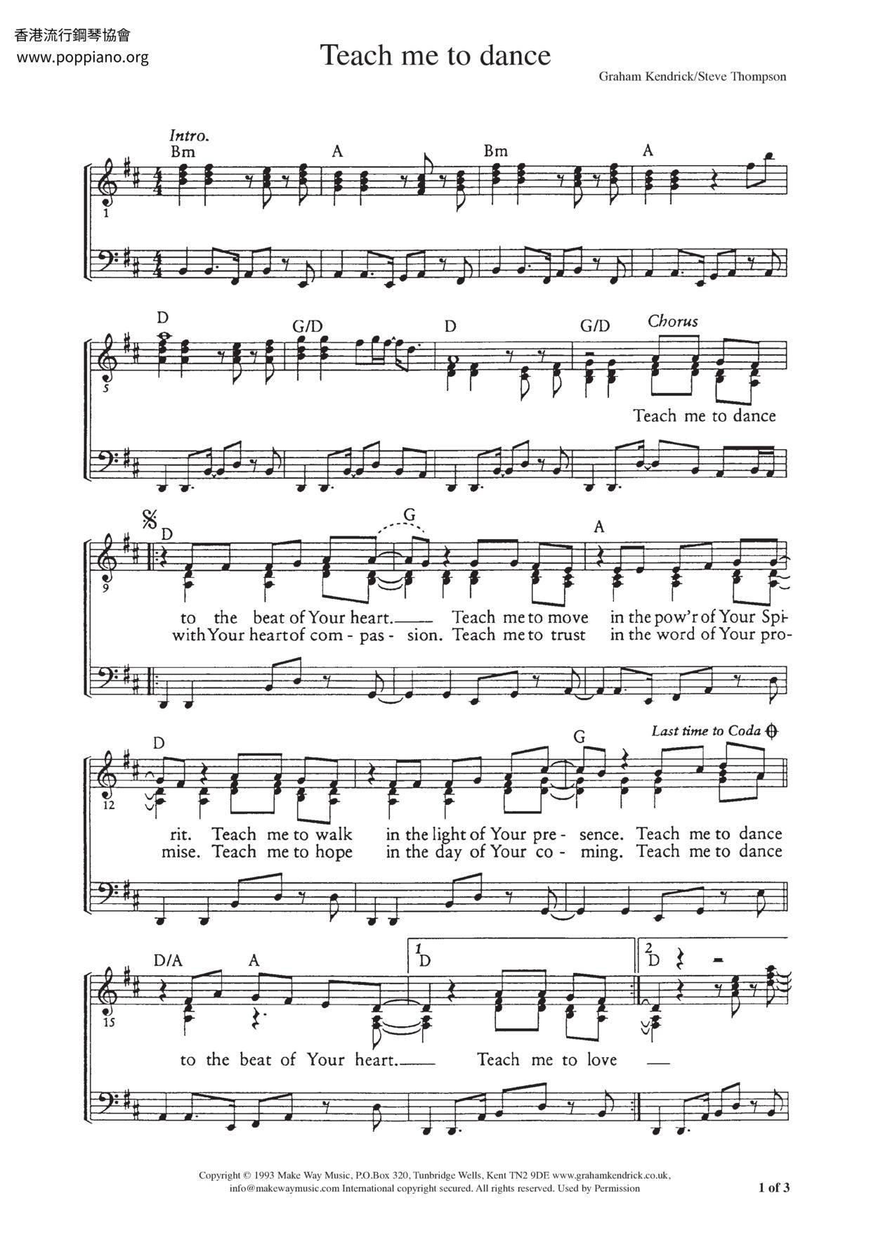 Teach Me To Dance Score
