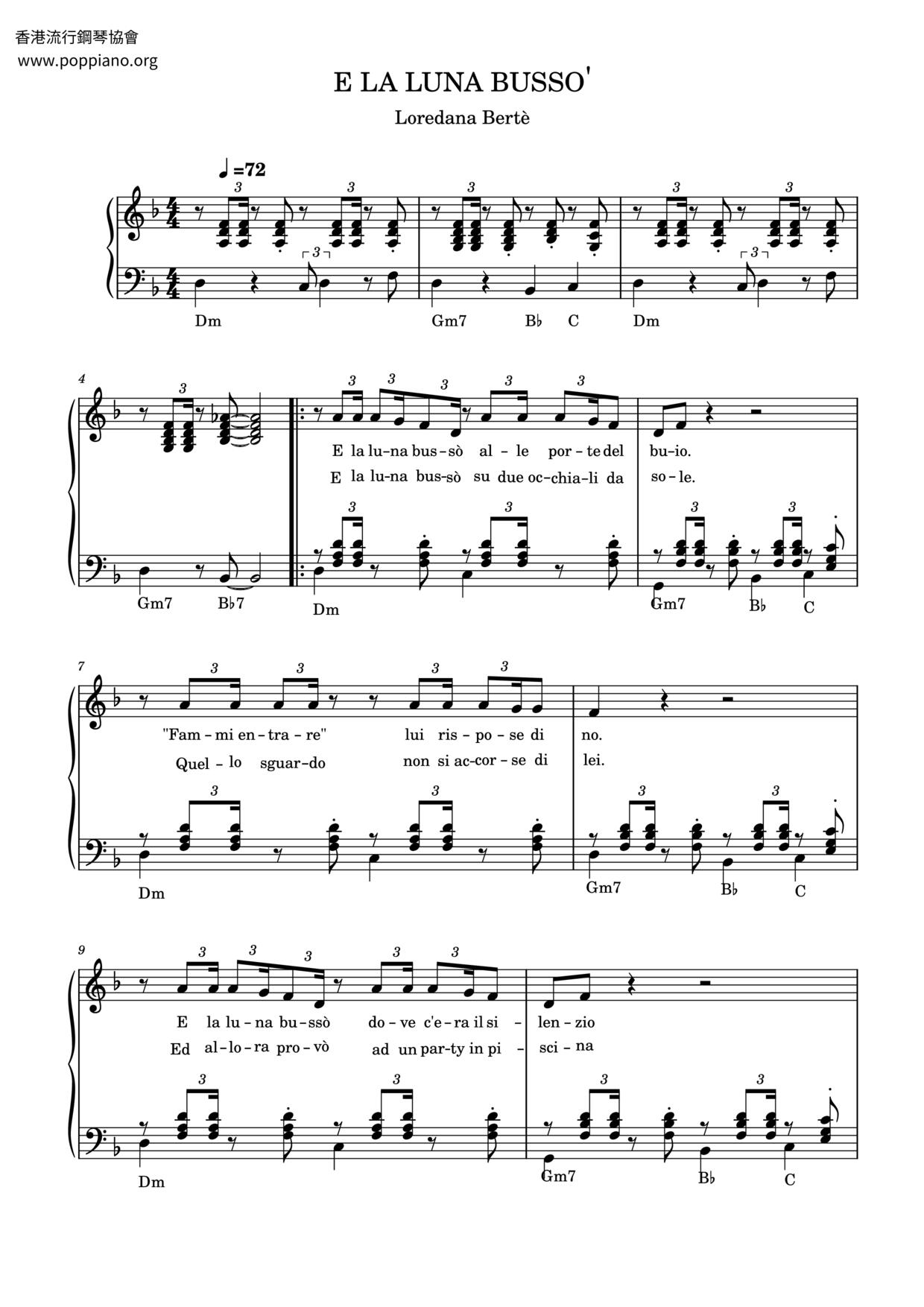 ... E la luna bussò Score