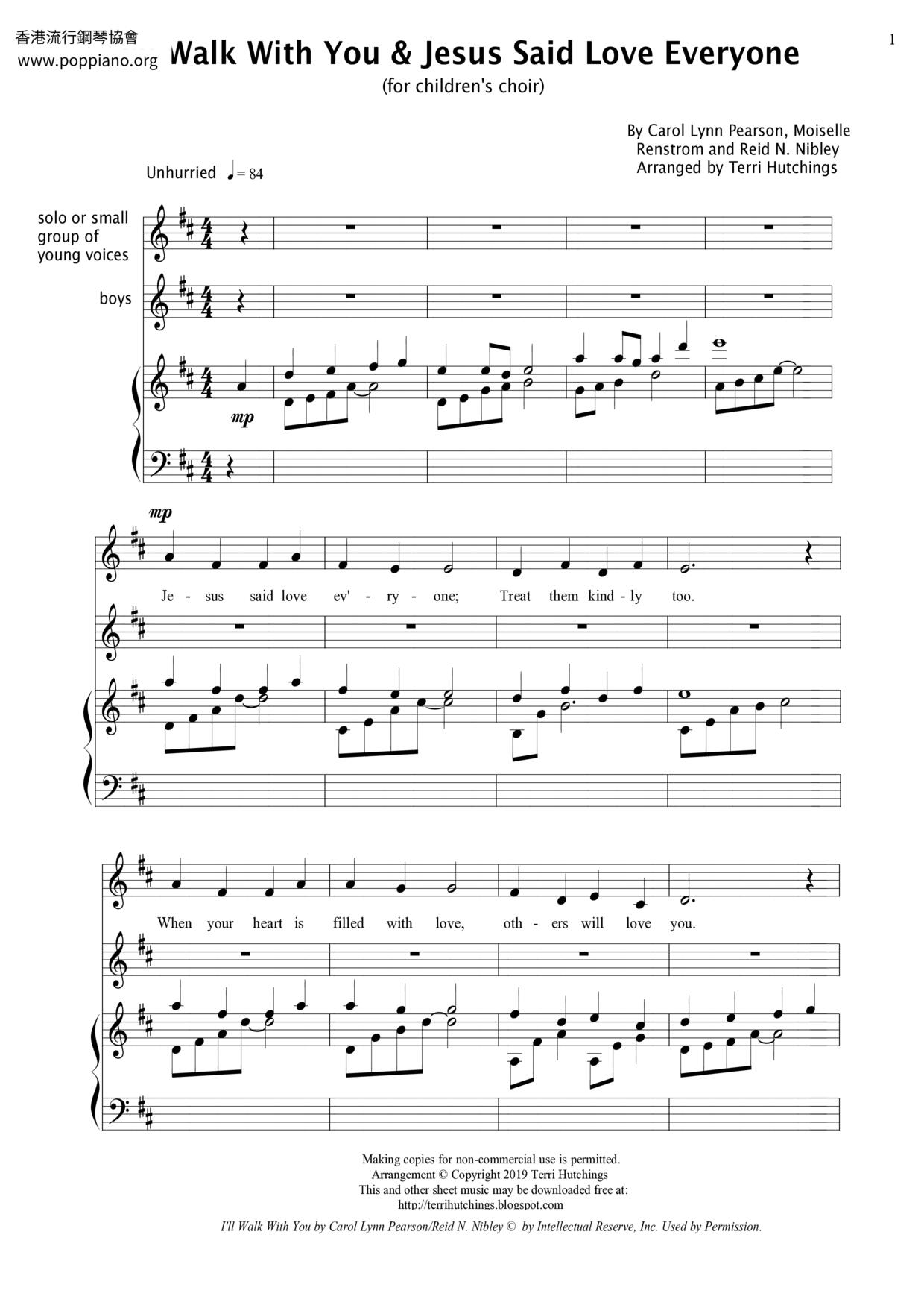 I'll Walk With You & Jesus Said Love Everyone Score