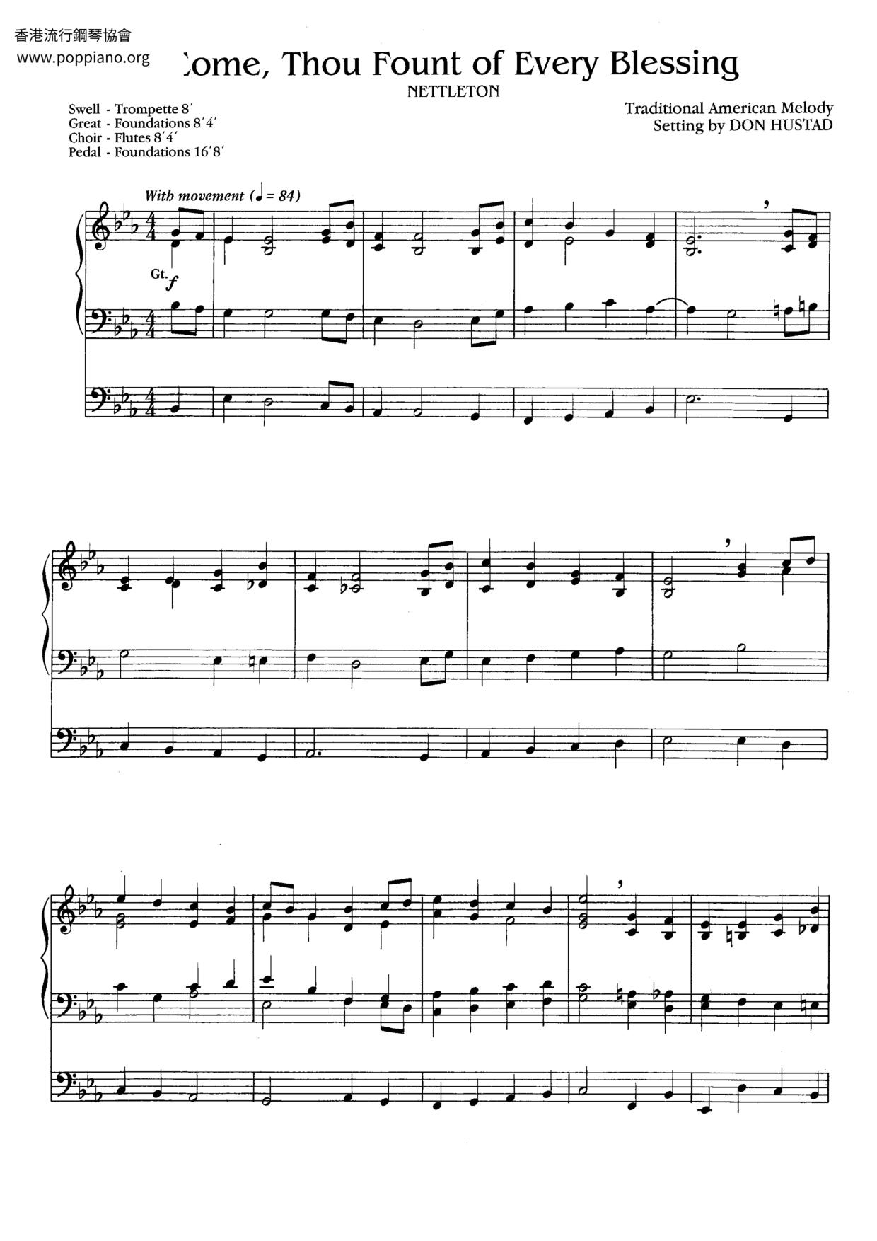 Come, Thou Fount Of Every Blessing Score