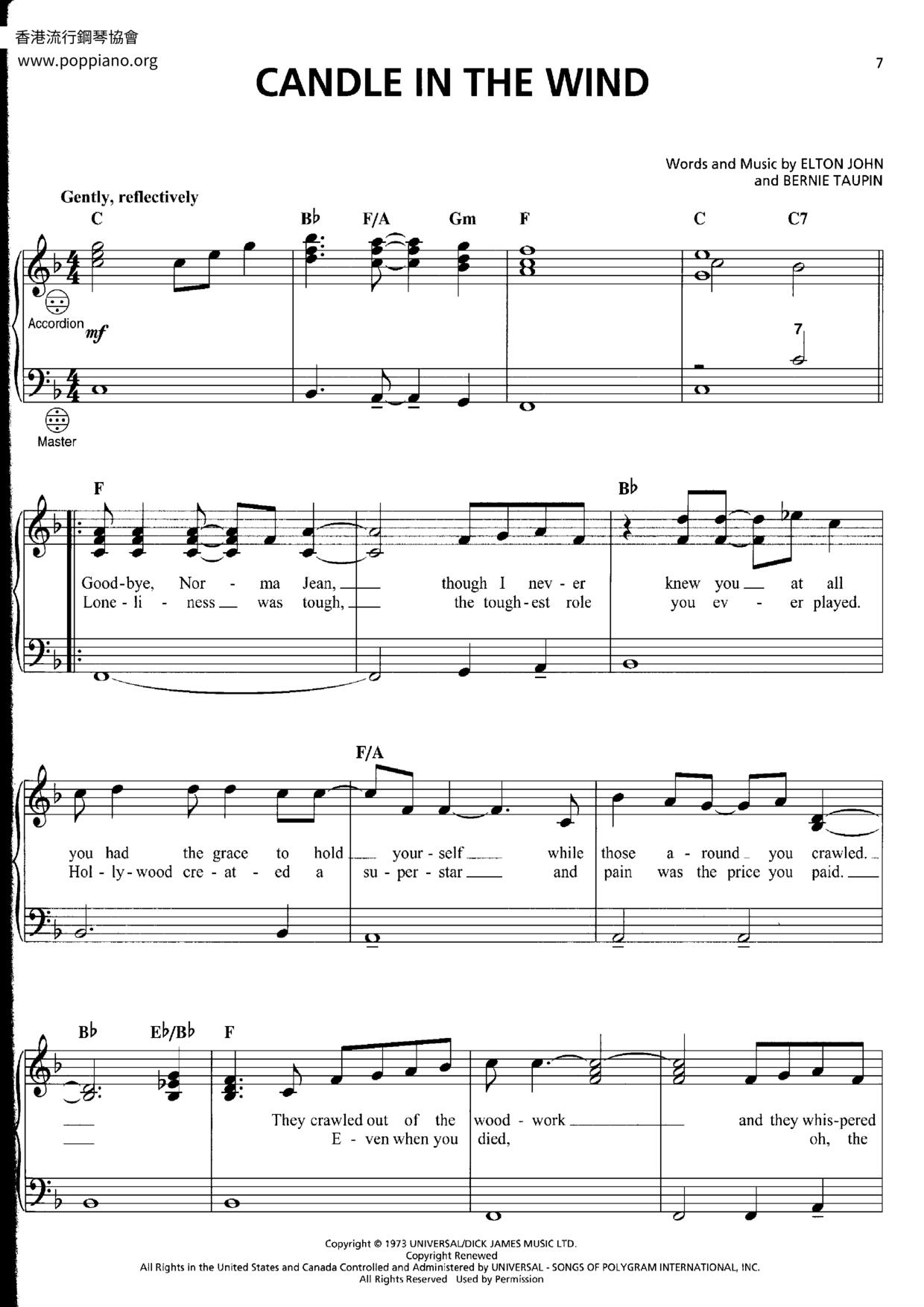 Candle In The Wind Score