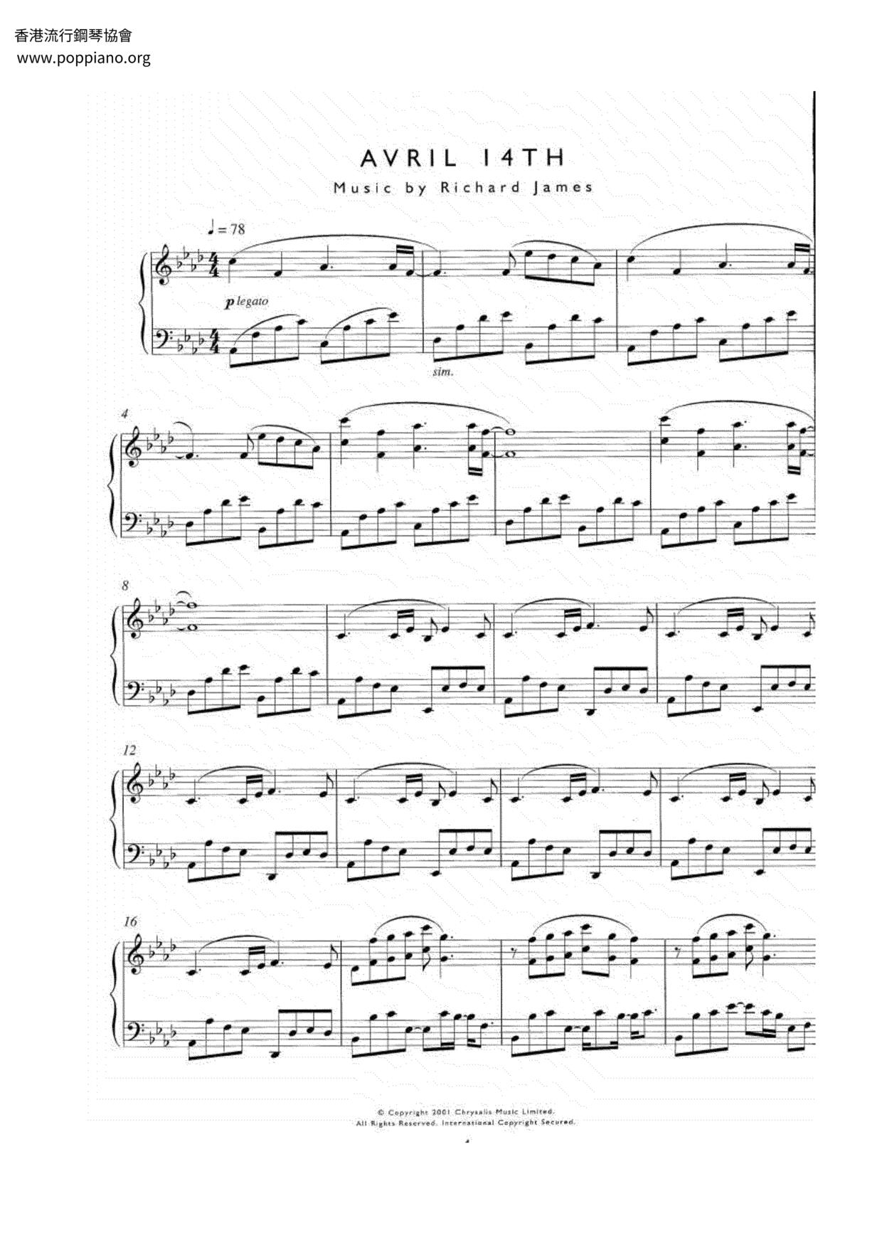 Avril 14thピアノ譜