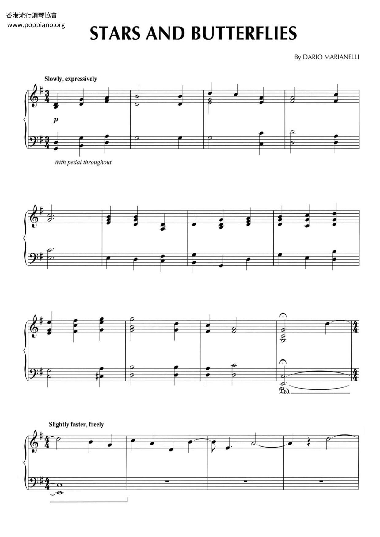 Pride & Prejudice - Stars And Butterflies Score