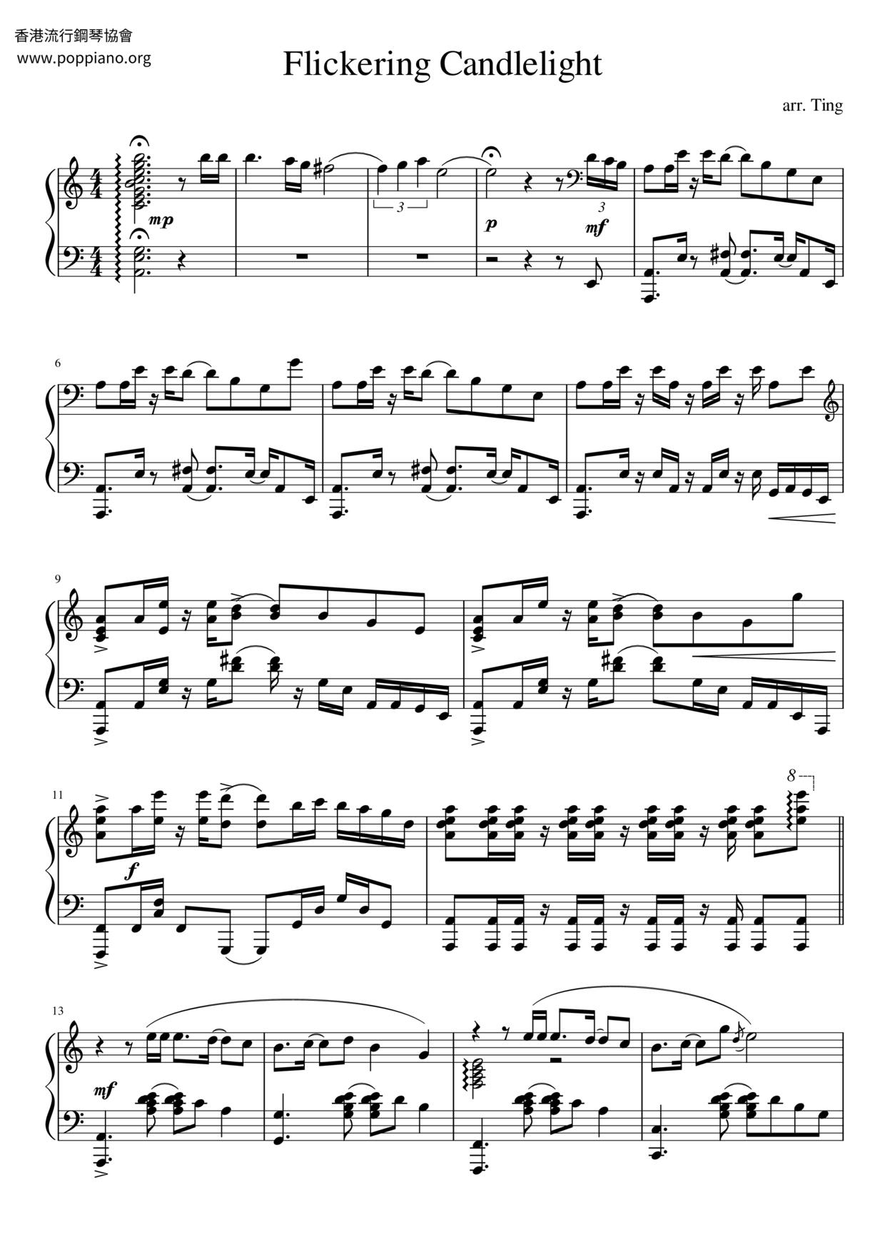 Flickering Candlelight Score