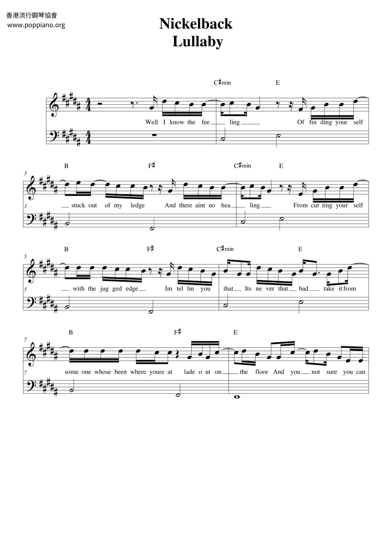 Lullaby(nickelback) Score