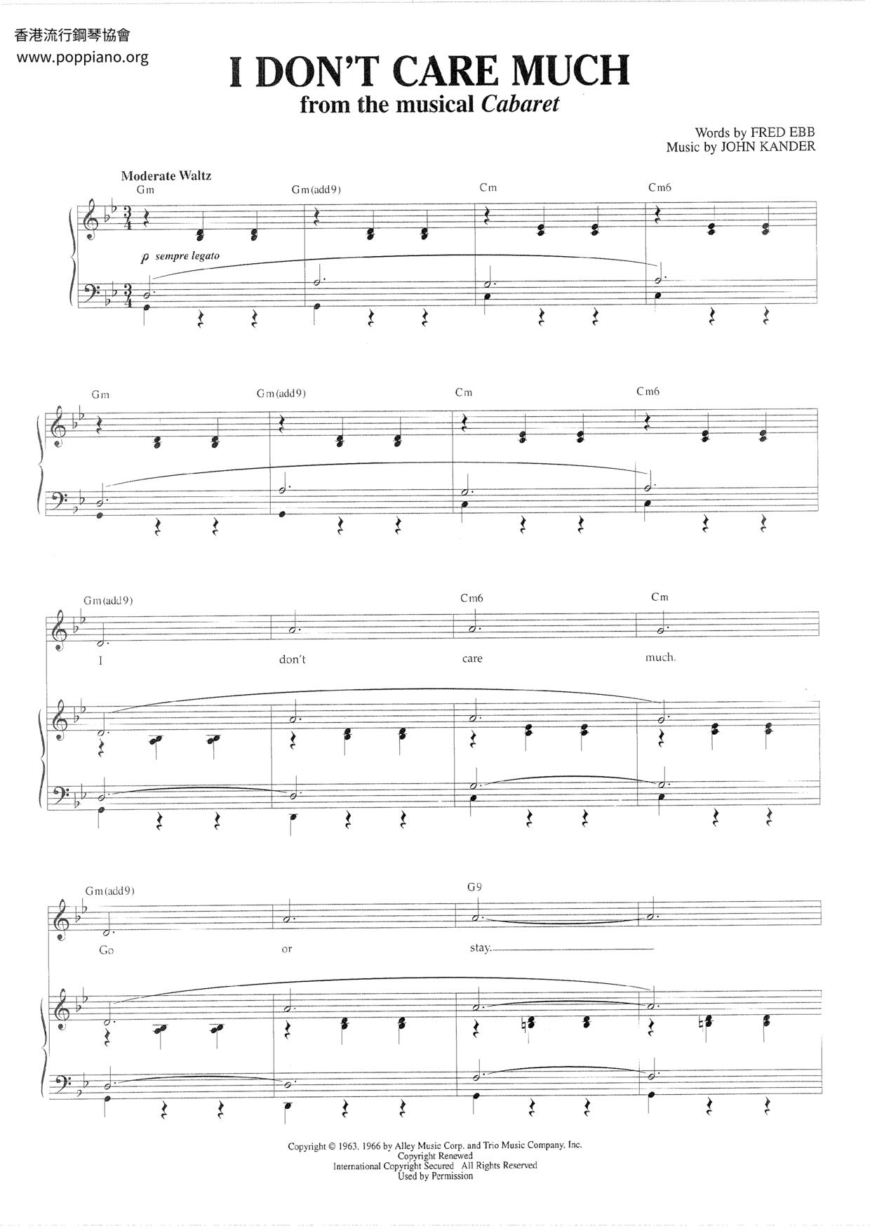 Cabaret: I Don't Care Much Score