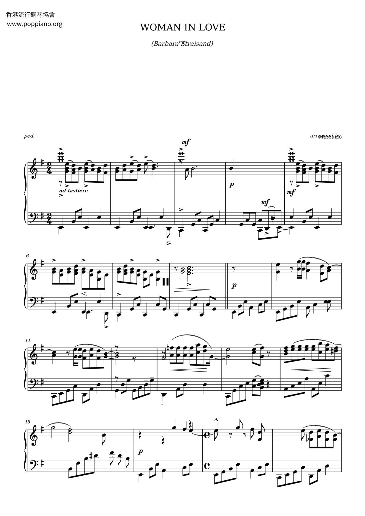 Woman In Love Score