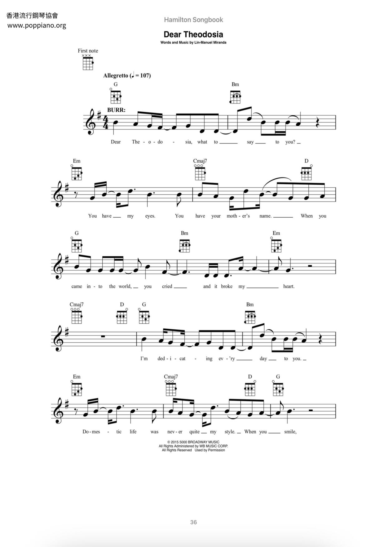 Dear Theodosia Score