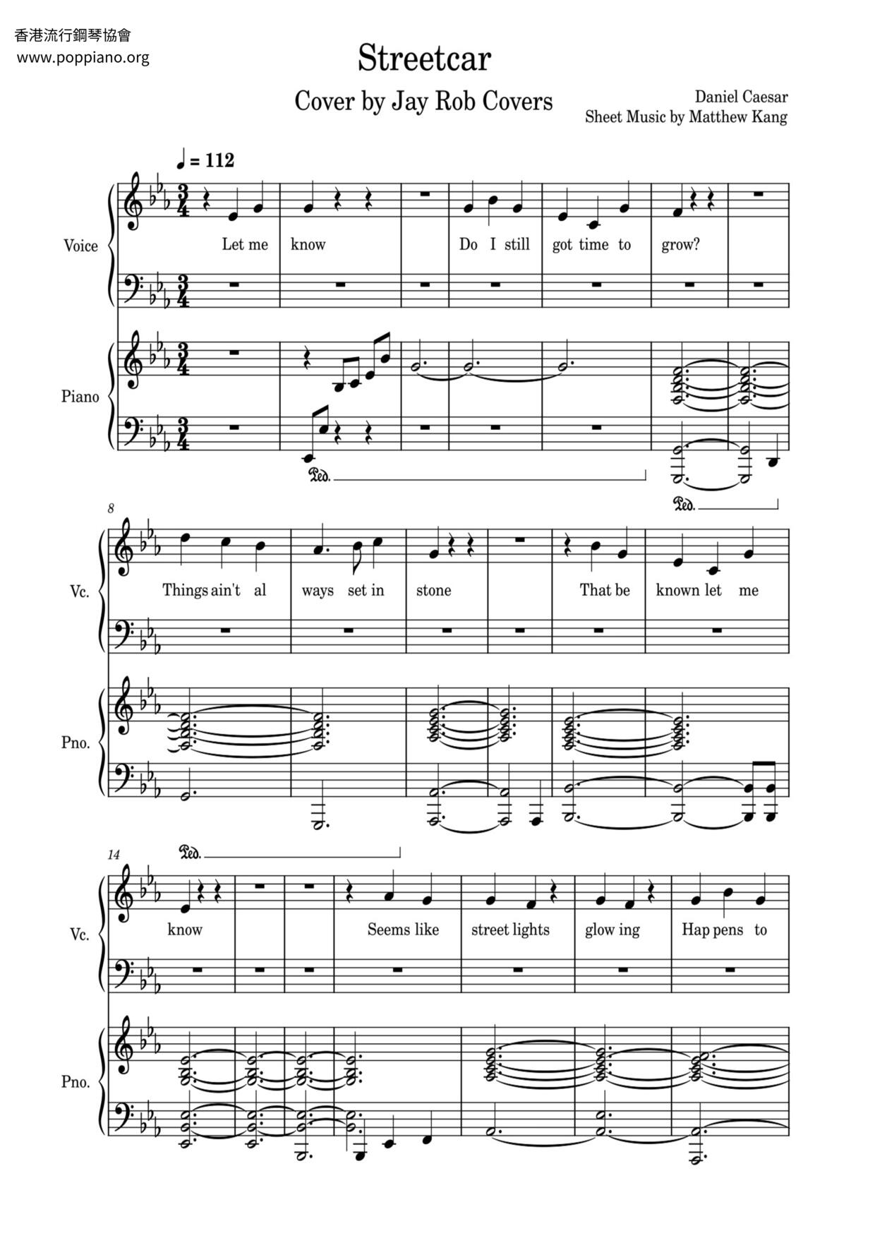 Streetcar琴譜