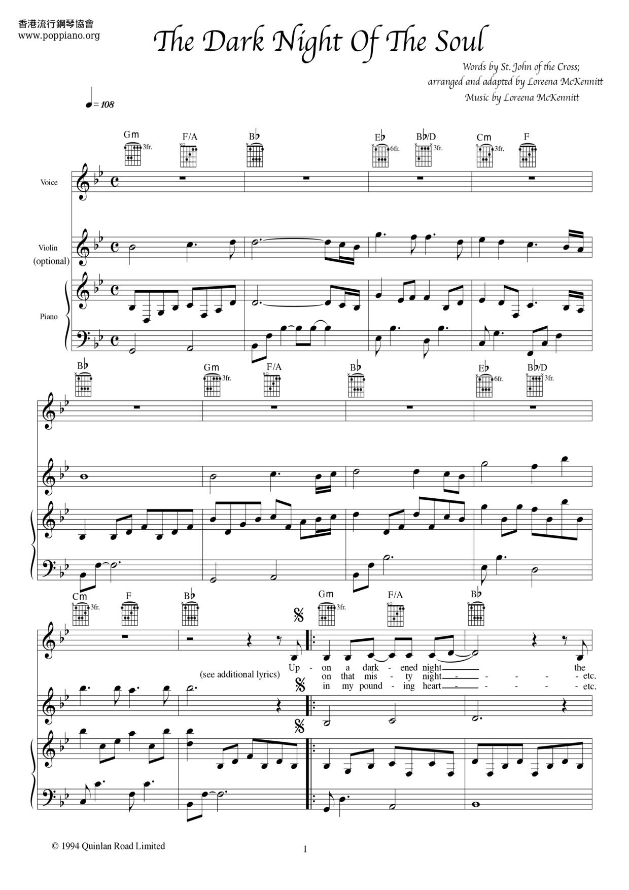 Dark Night Of The Soul Score