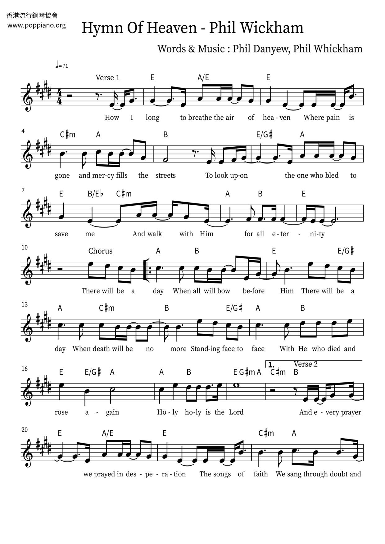 Hymn Of Heaven Score