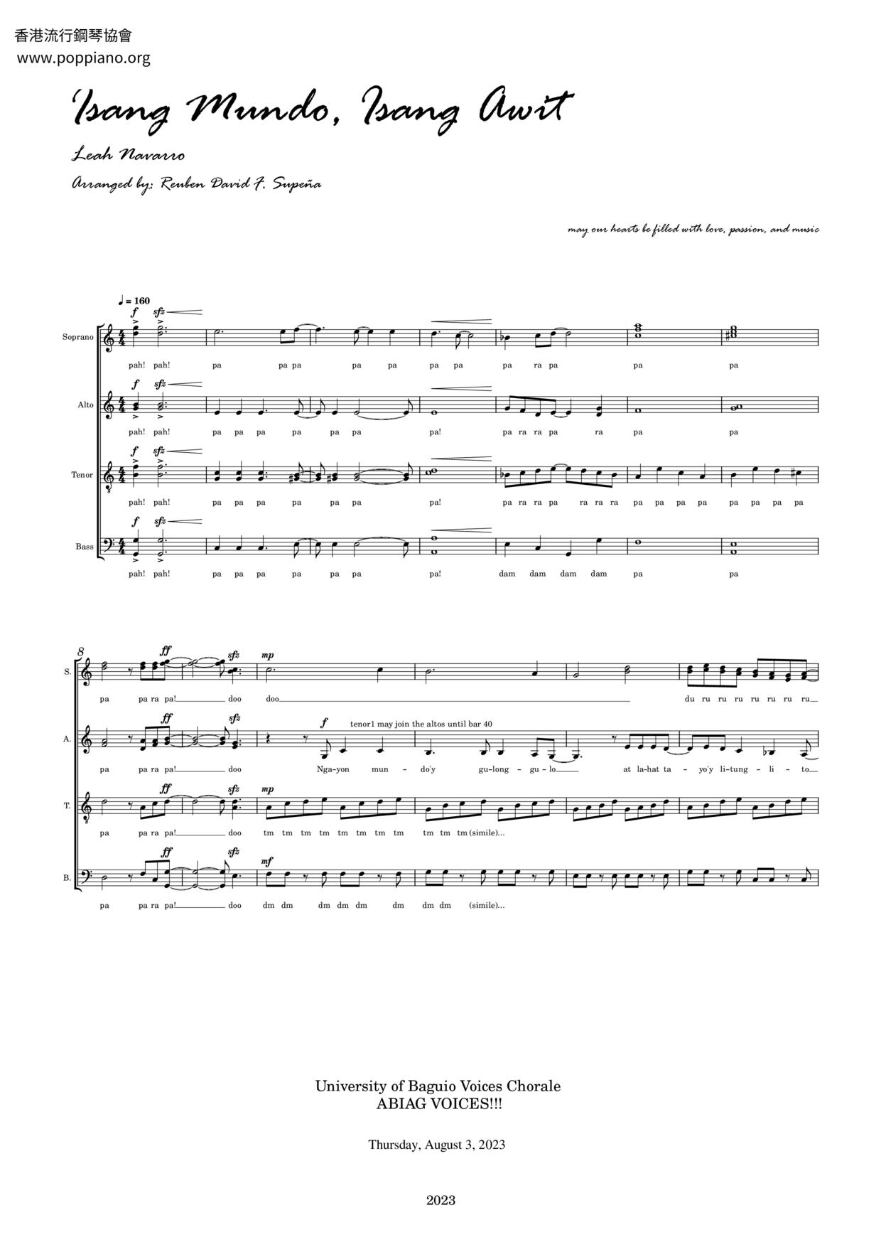 Leah navarro isang mundo isang awit sheet music pdf free score