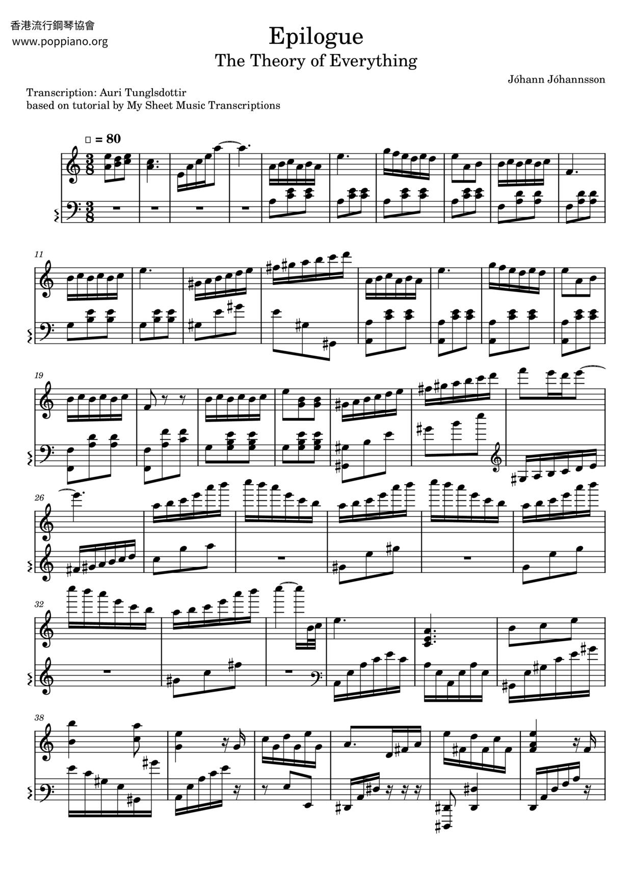 Epilogue The Theory Of Everything Score
