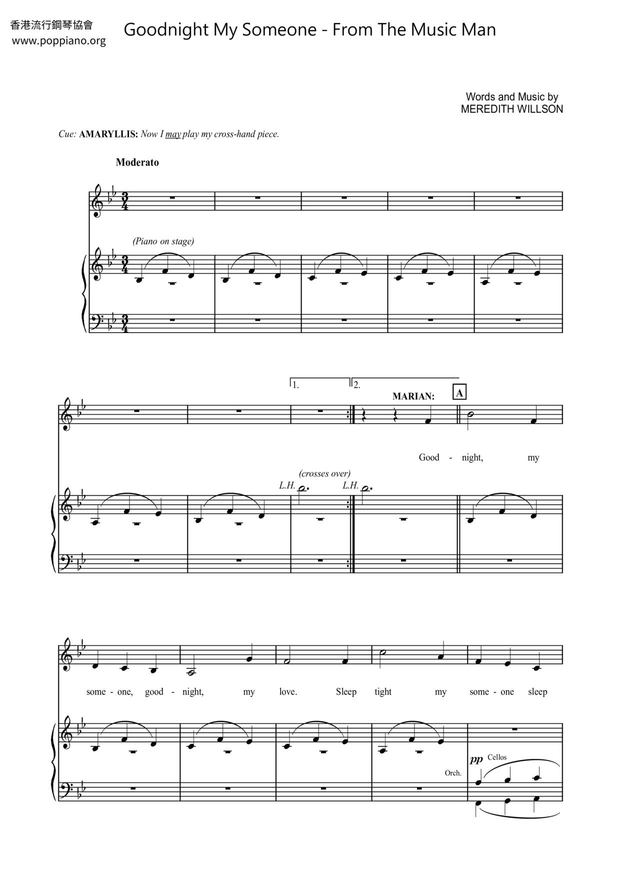 Shirley Jones-Goodnight My Someone - From The Music Man Sheet Music pdf ...