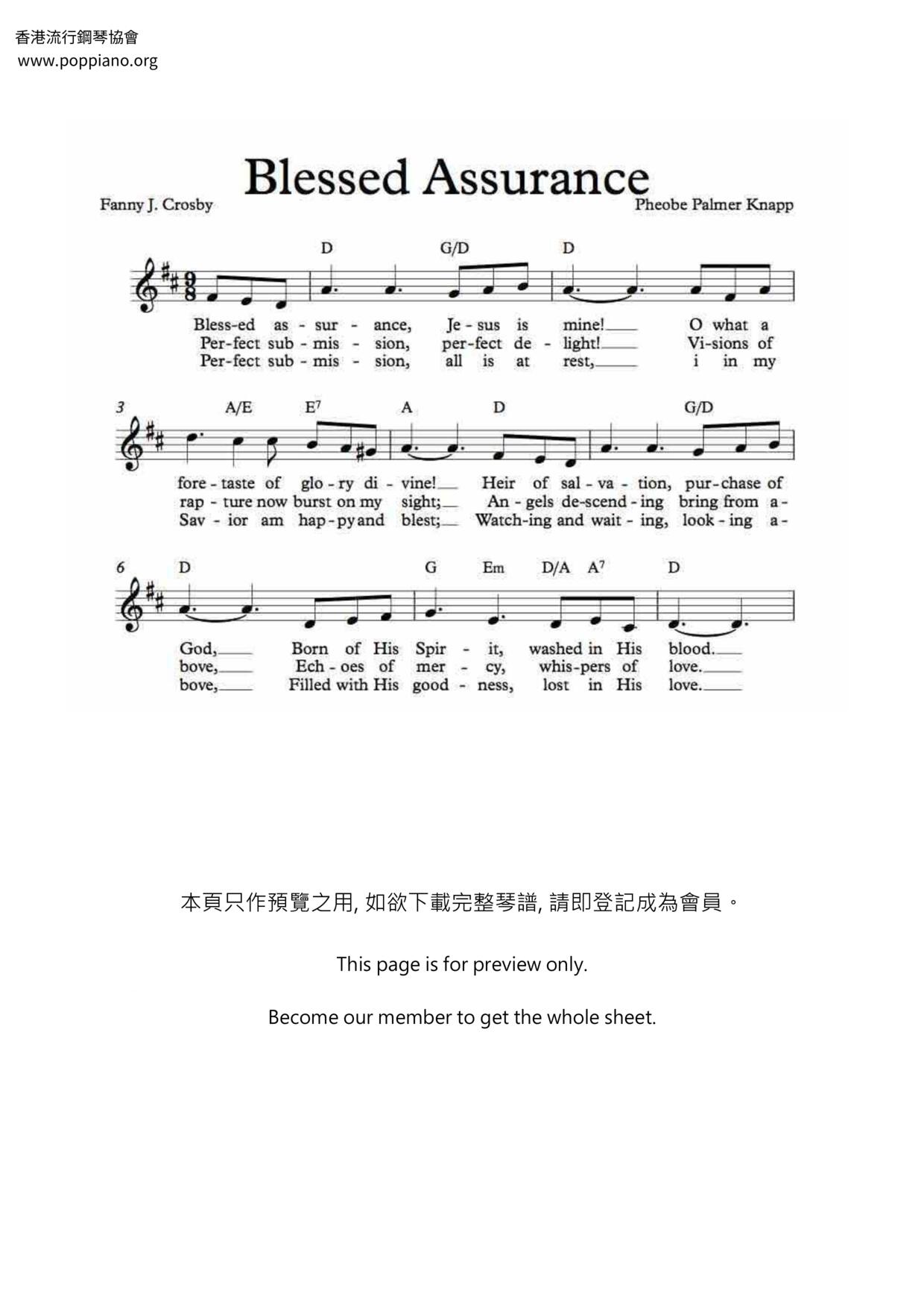 Blessed Assurance Score