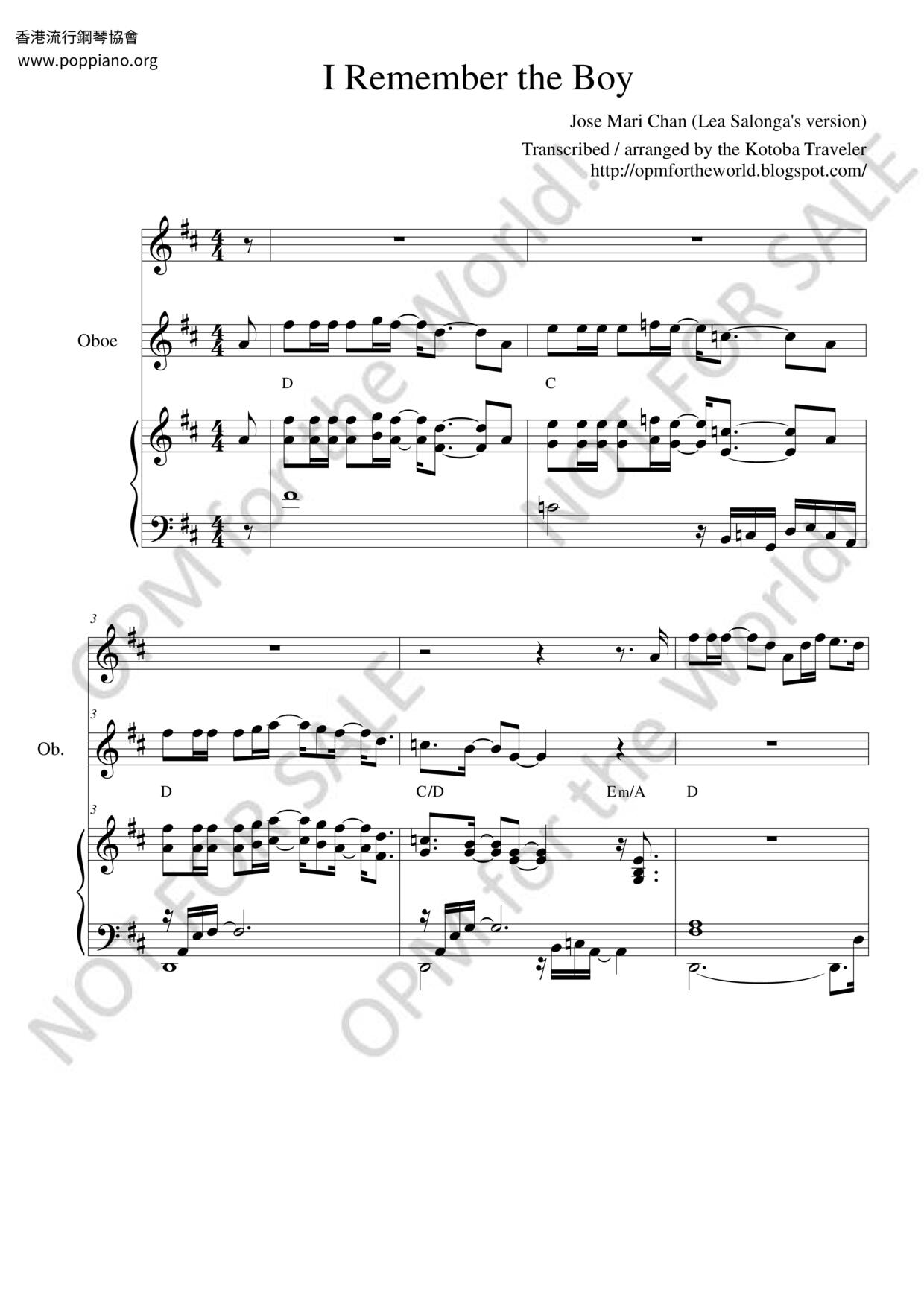 I Remember The Boy Score