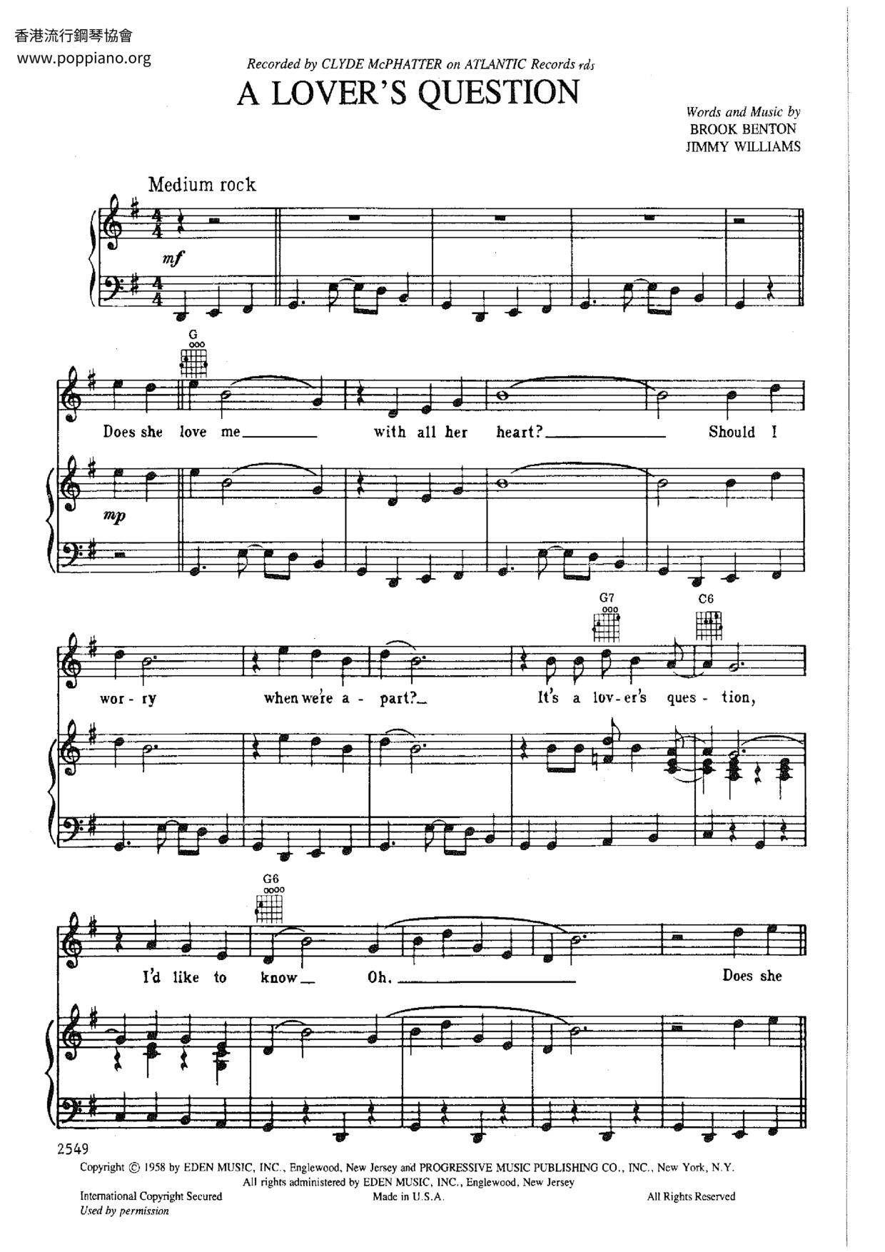 A Lover's Question Score