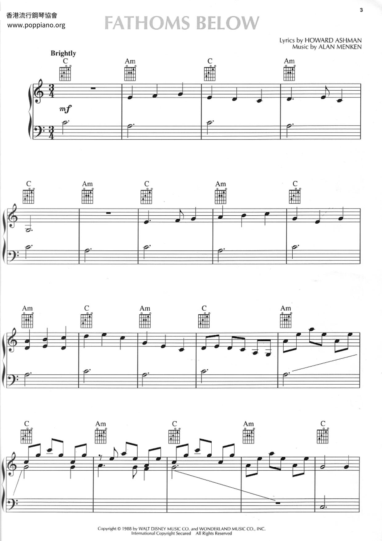 The Little Mermaid - Fathoms Below Score