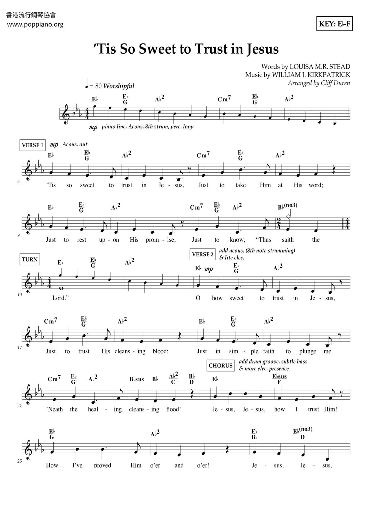 Tis So Sweet To Trust In Jesus Score