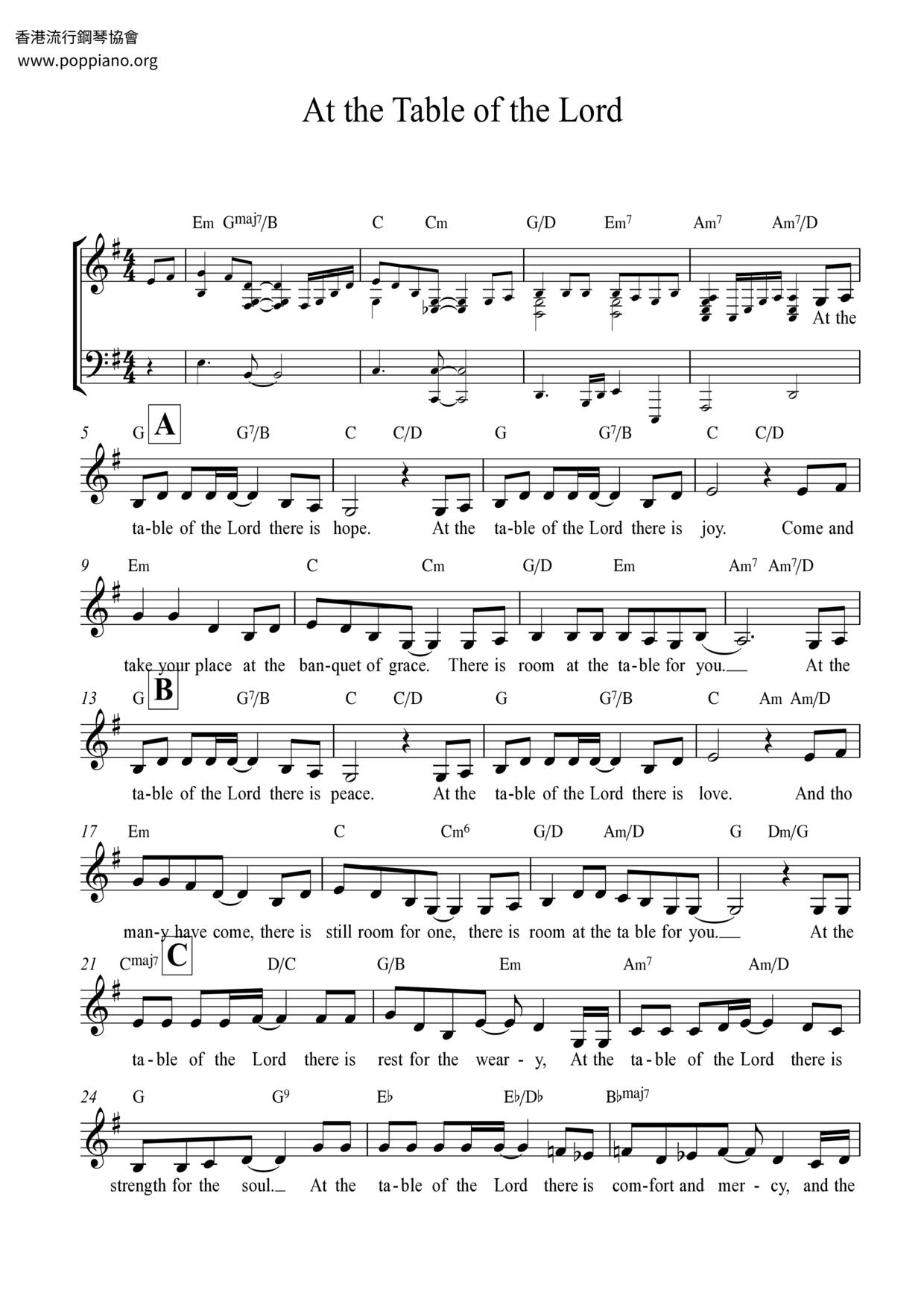 At The Table Of The Lord Score