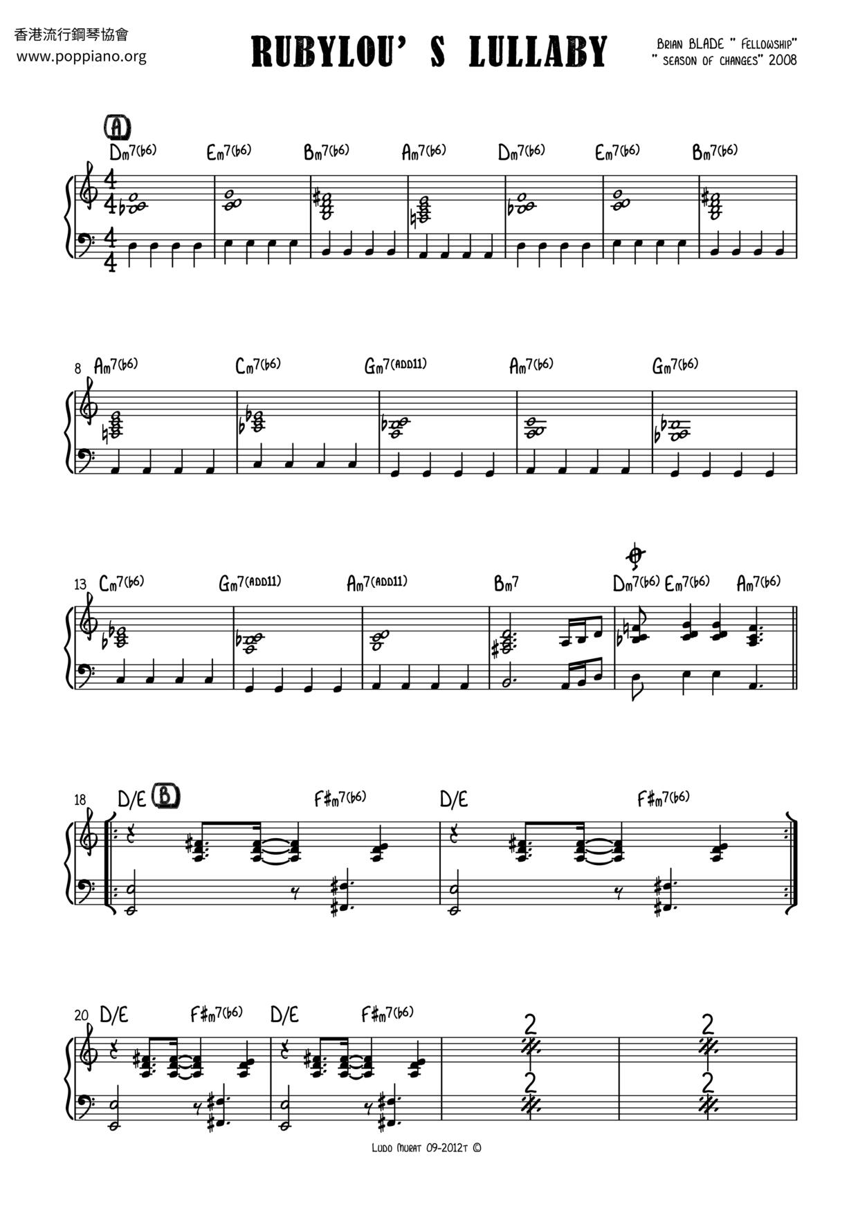 Rubylou's Lullaby Score