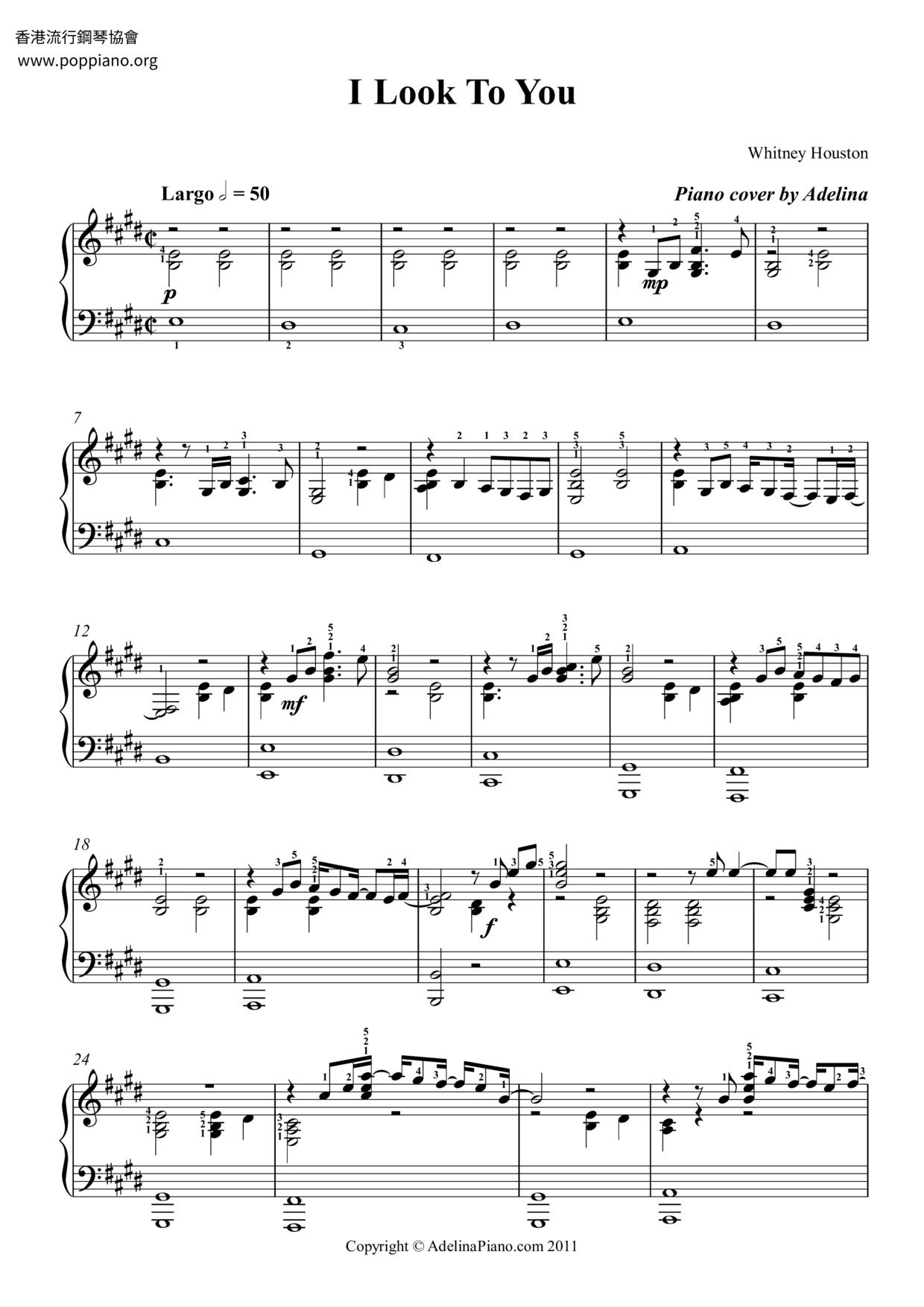 I Look To You Score