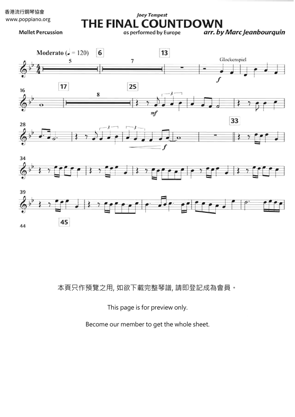 The Final Countdown琴譜