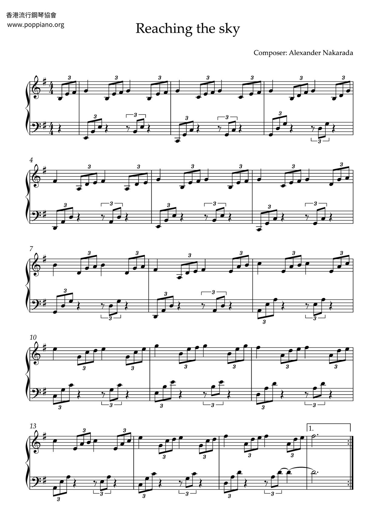 Reaching The Sky Score