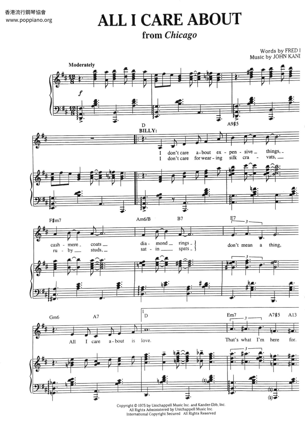Chicago - All I Care About Score