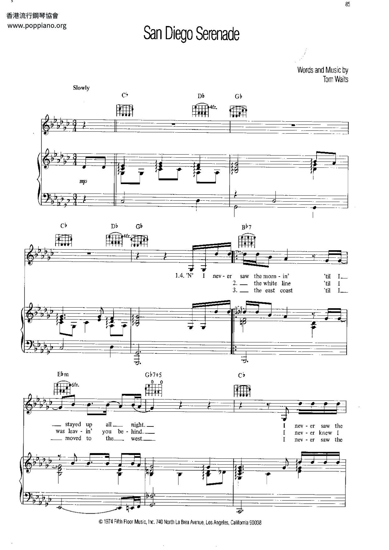 San Diego Serenade Score