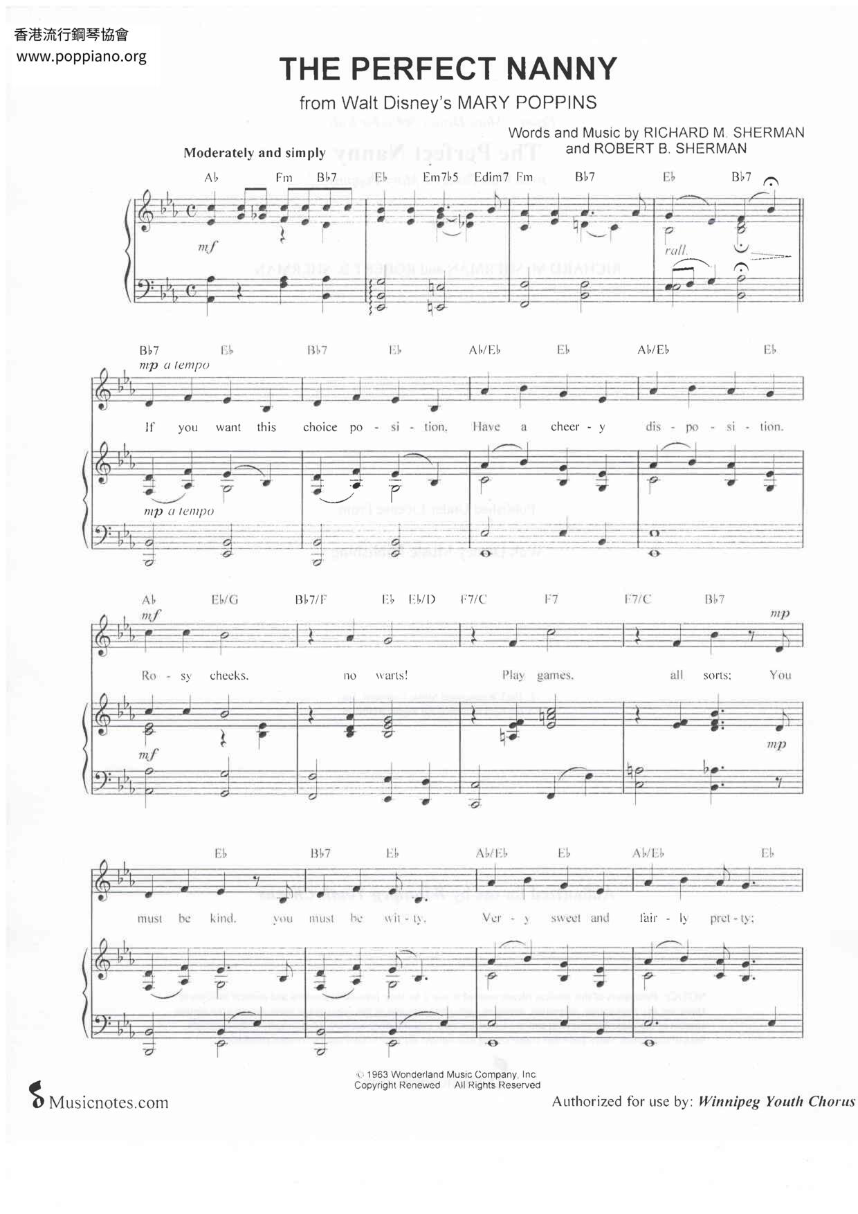 Mary Poppins - The Perfect Nanny Score