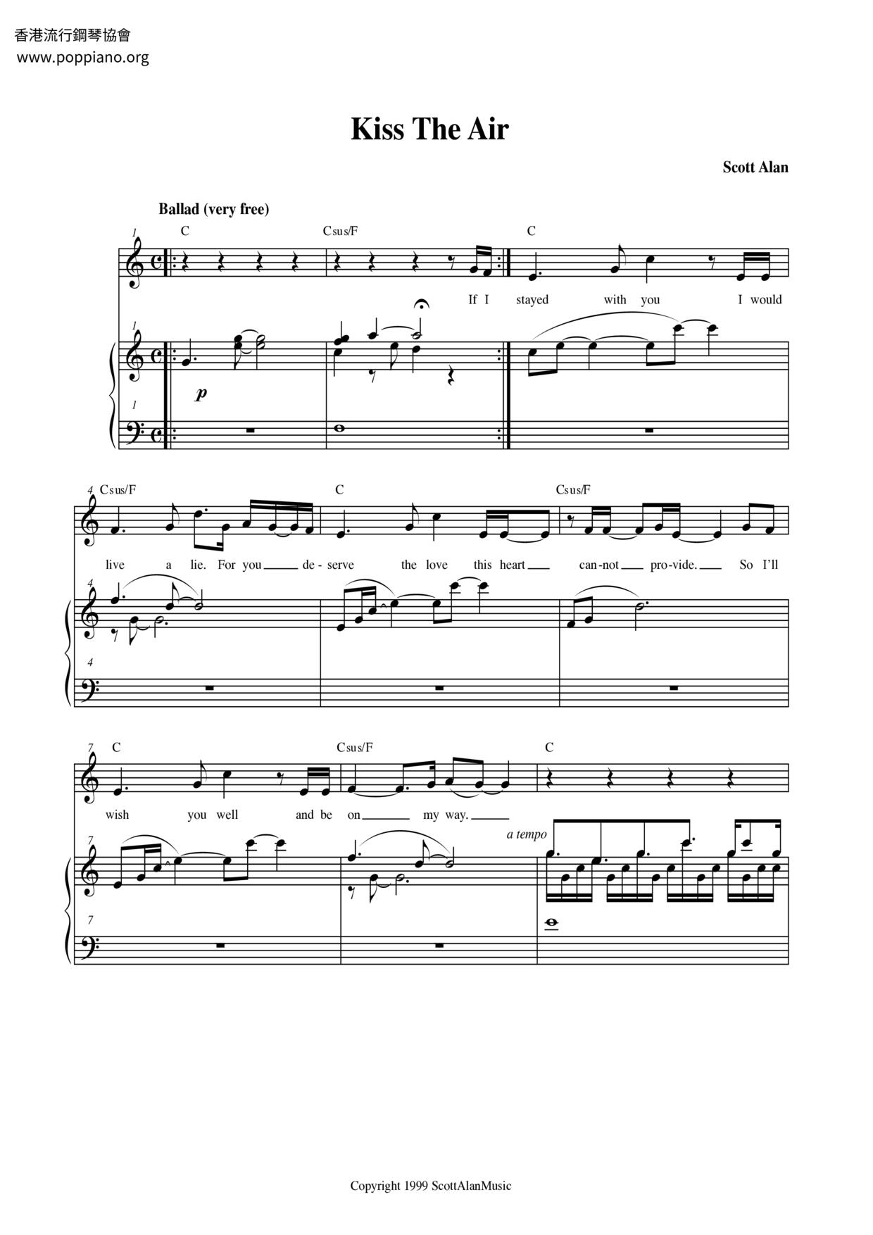 Kiss The Air Score