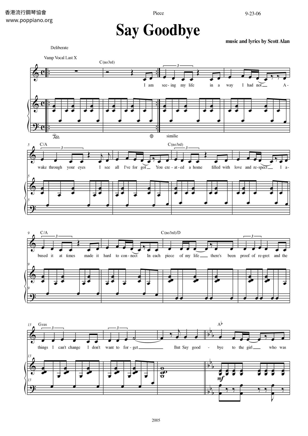 Say Goodbye Score