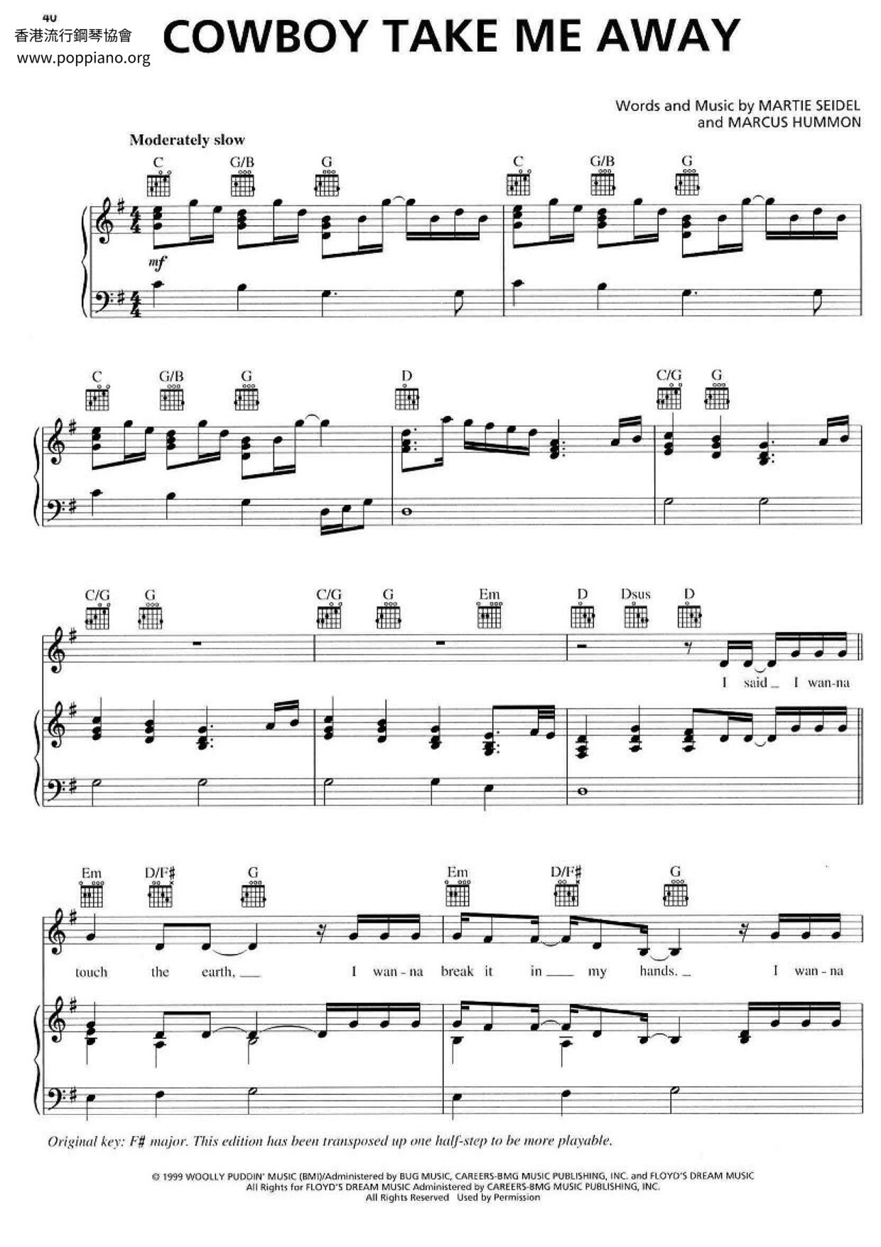 Cowboy Take Me Away Score