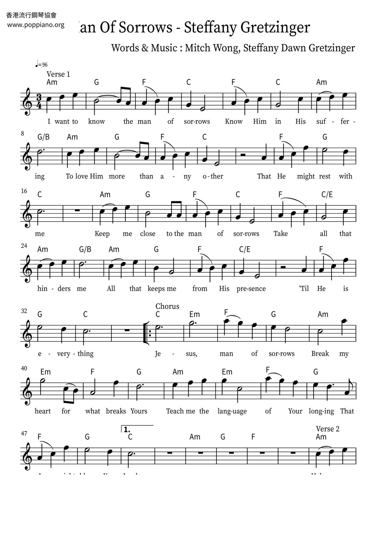 Man Of Sorrows Score